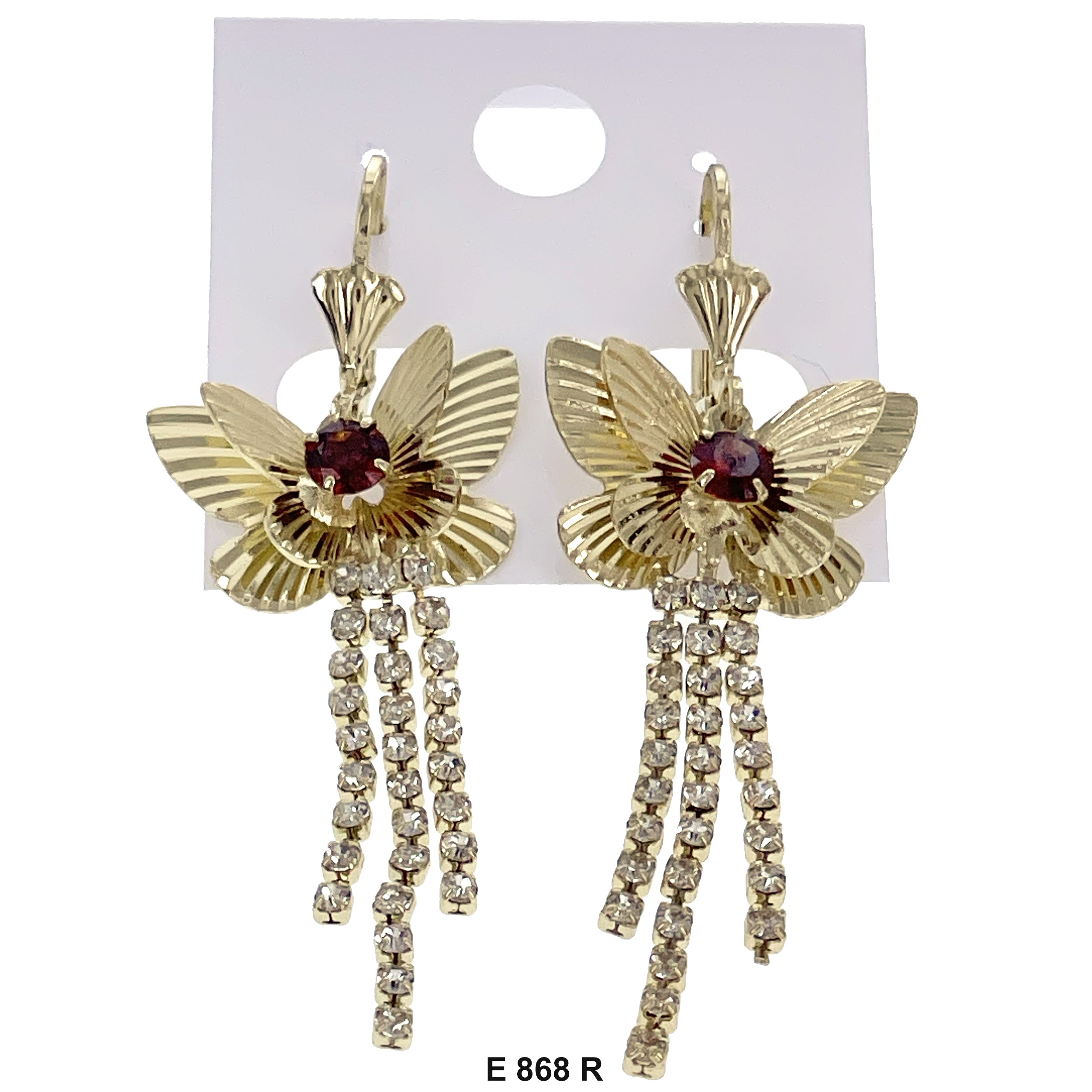 Duck Paw Stoned Butterfly Hanging Earrings E 868 R