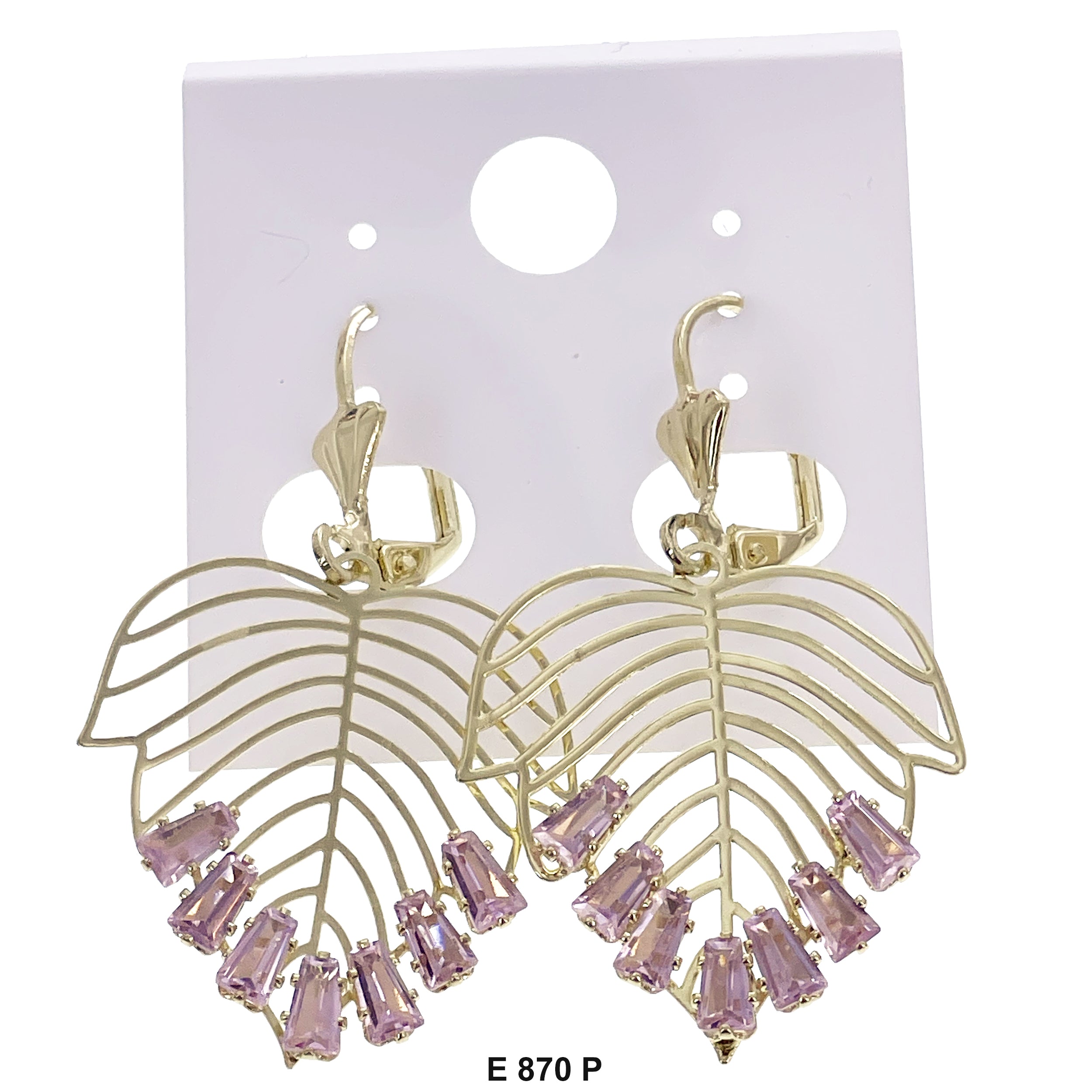 Duck Paw Stoned Leaf Dangling Earrings E 870 P