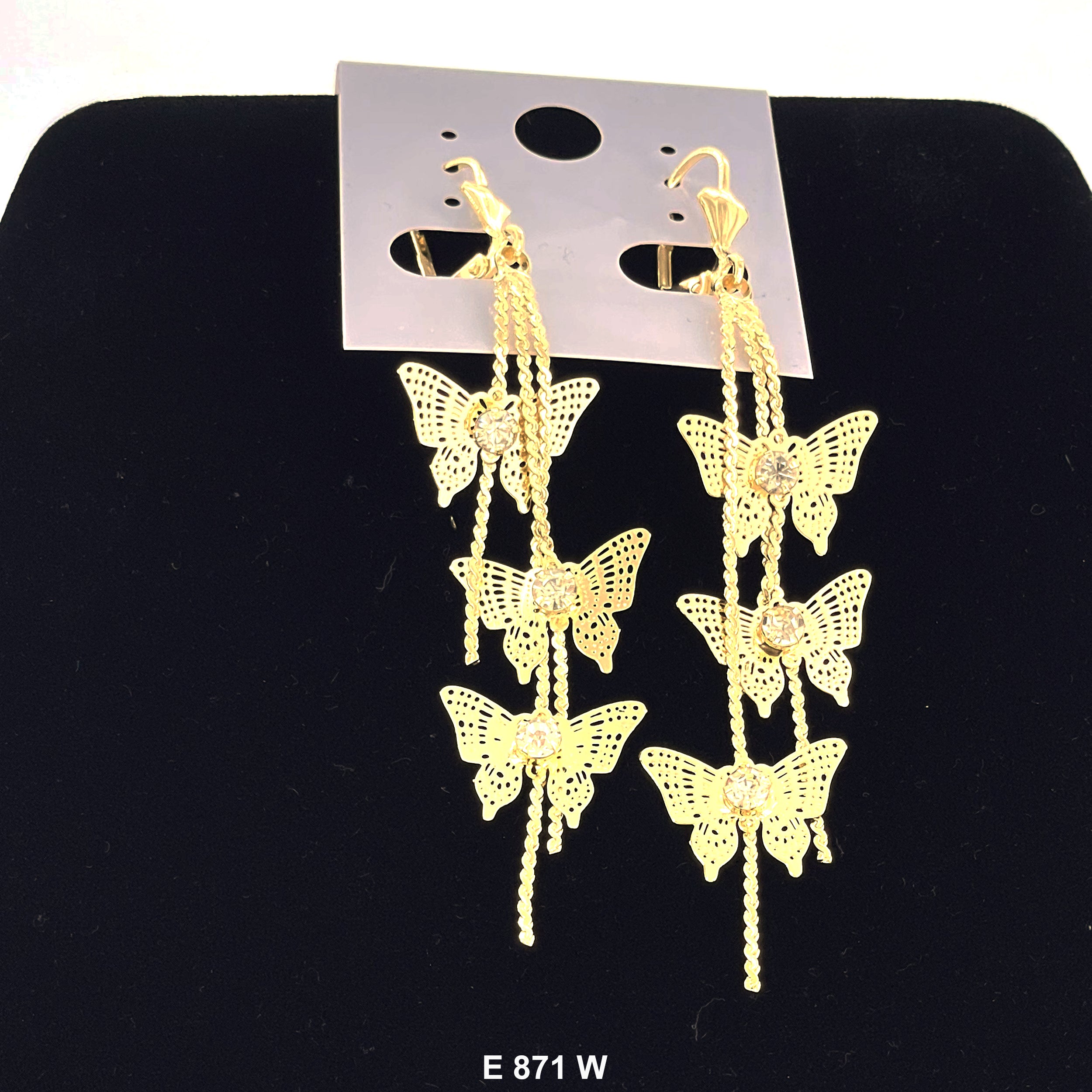 Duck Paw Linear Butterfly Dangling Earrings E 871 W