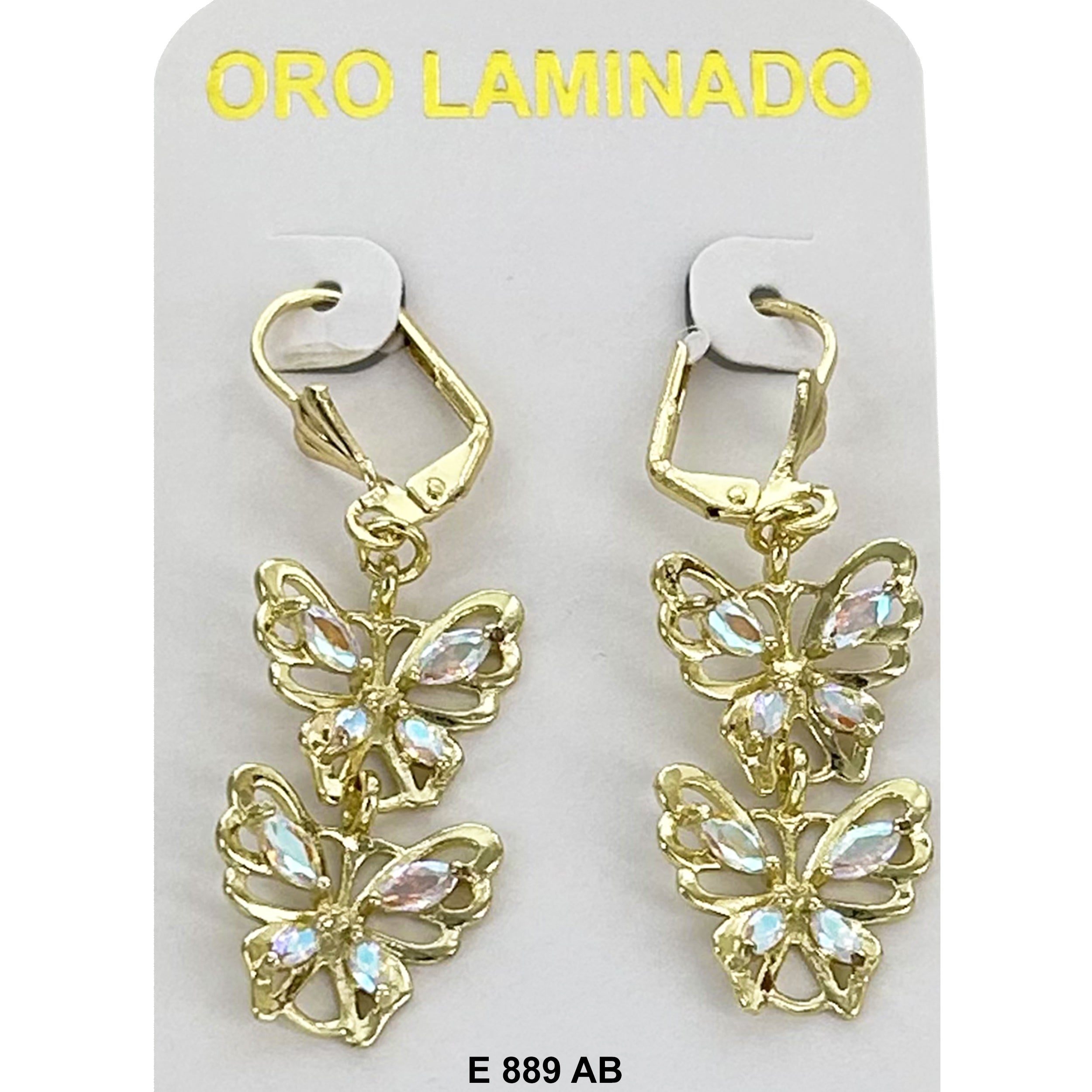 Duck Paw CZ Butterfly Earring E 889 AB