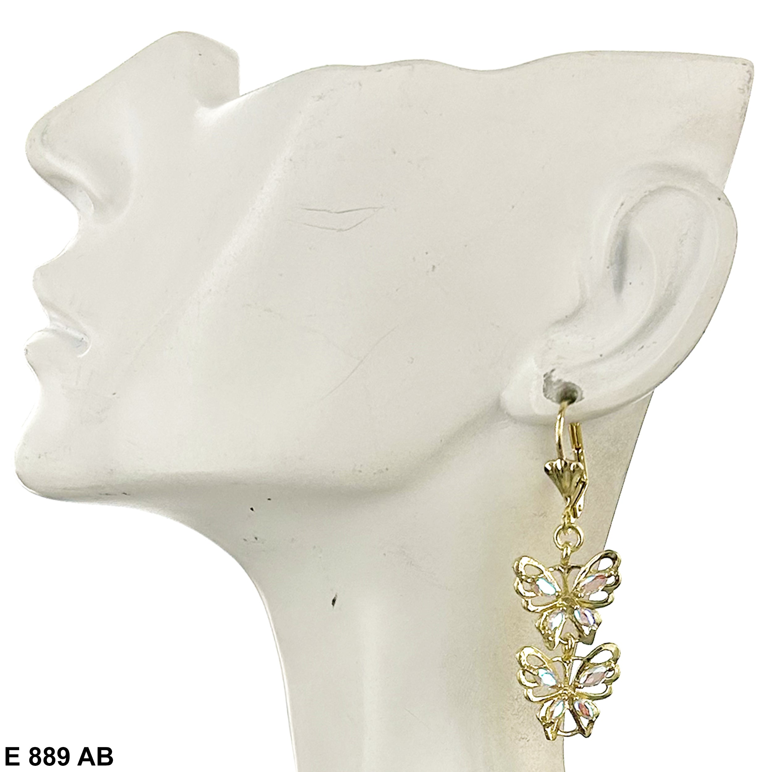 Duck Paw CZ Butterfly Earring E 889 AB