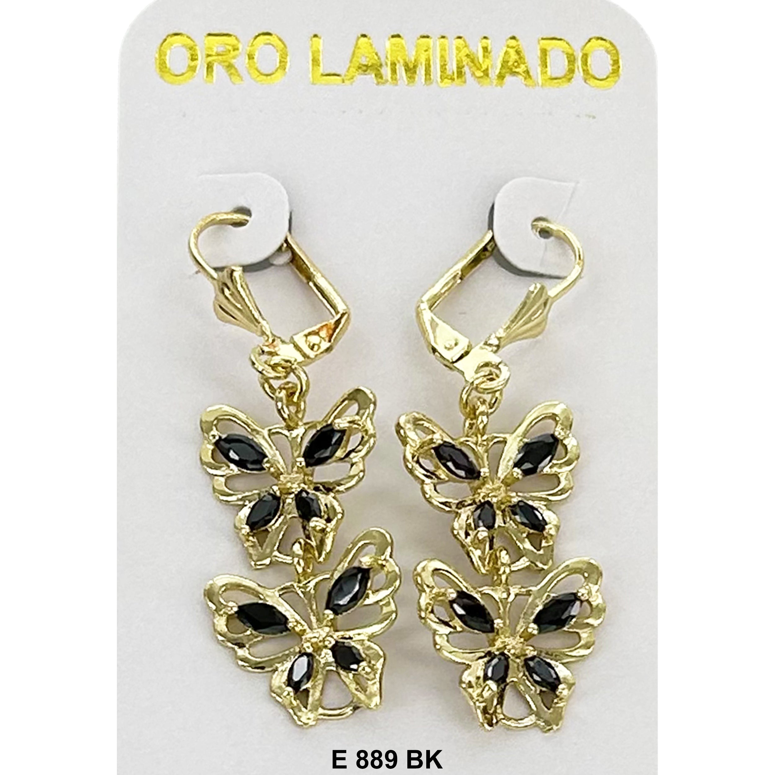 Duck Paw CZ Butterfly Earring E 889 BK