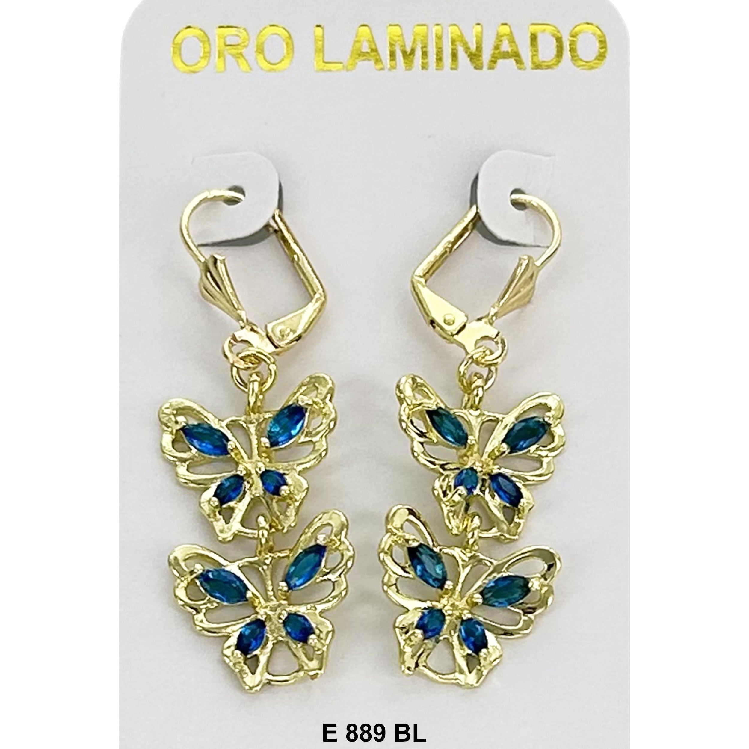 Duck Paw CZ Butterfly Earring E 889 BL