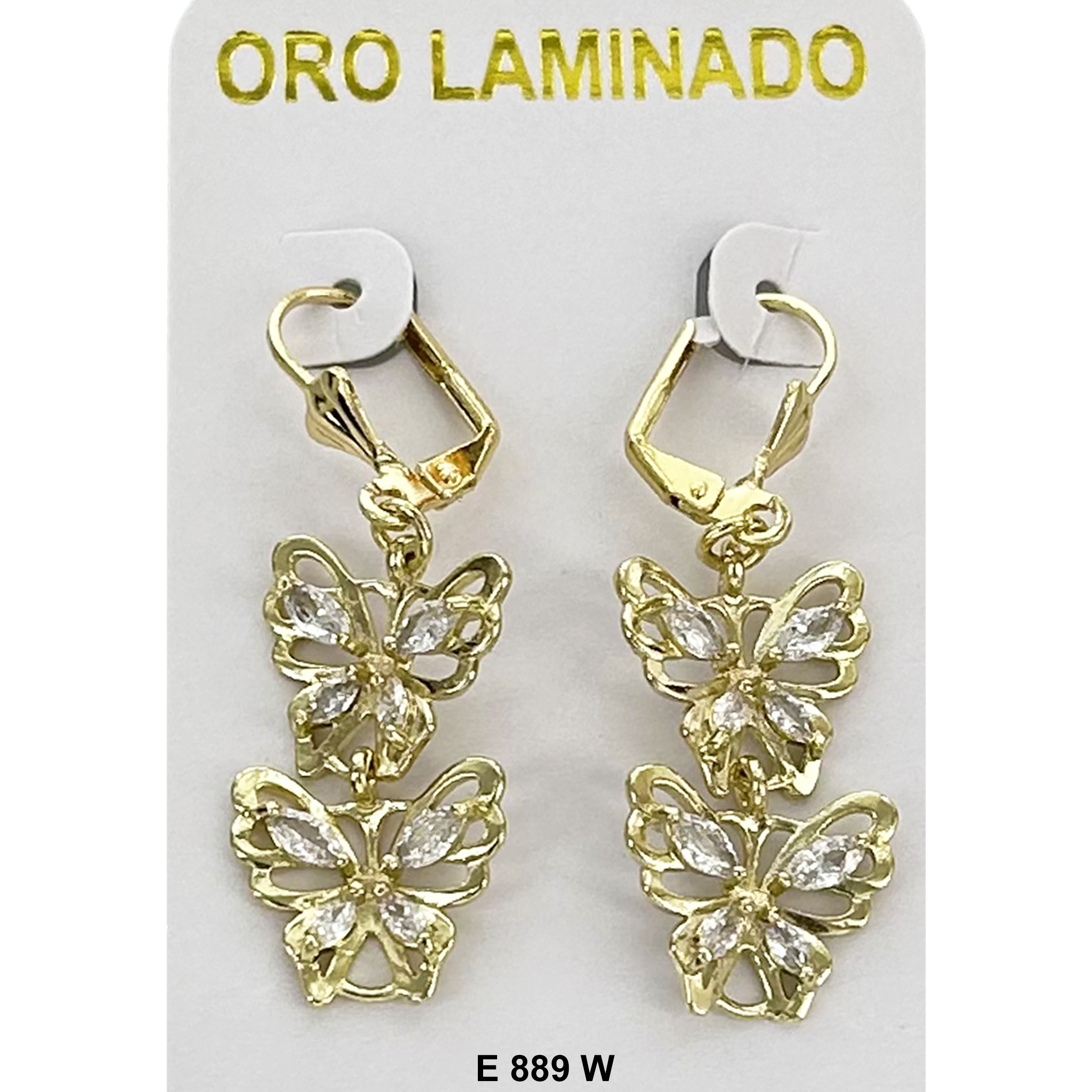 Duck Paw CZ Butterfly Earring E 889 W