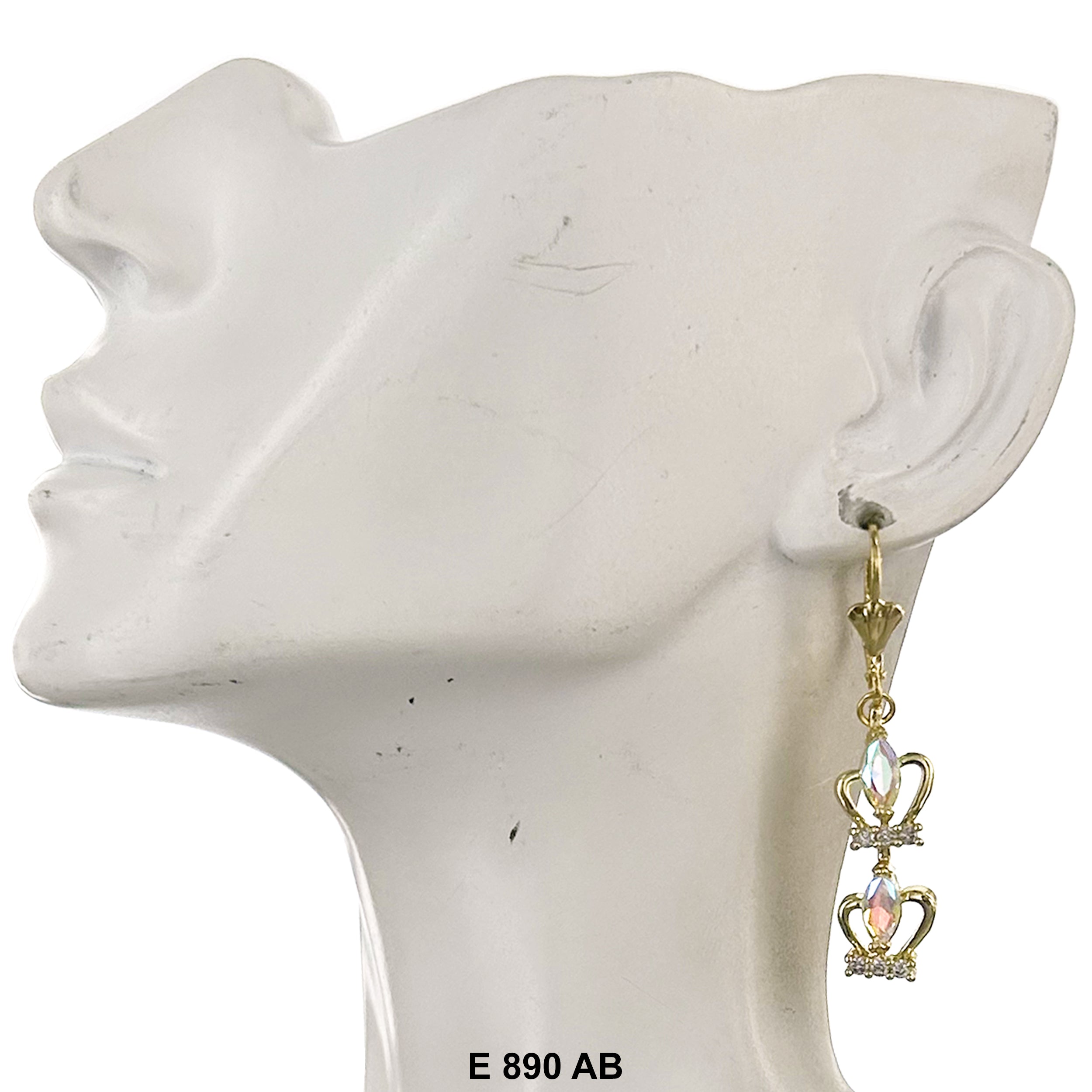 Duck Paw CZ Queens Crown Earring E 890 AB