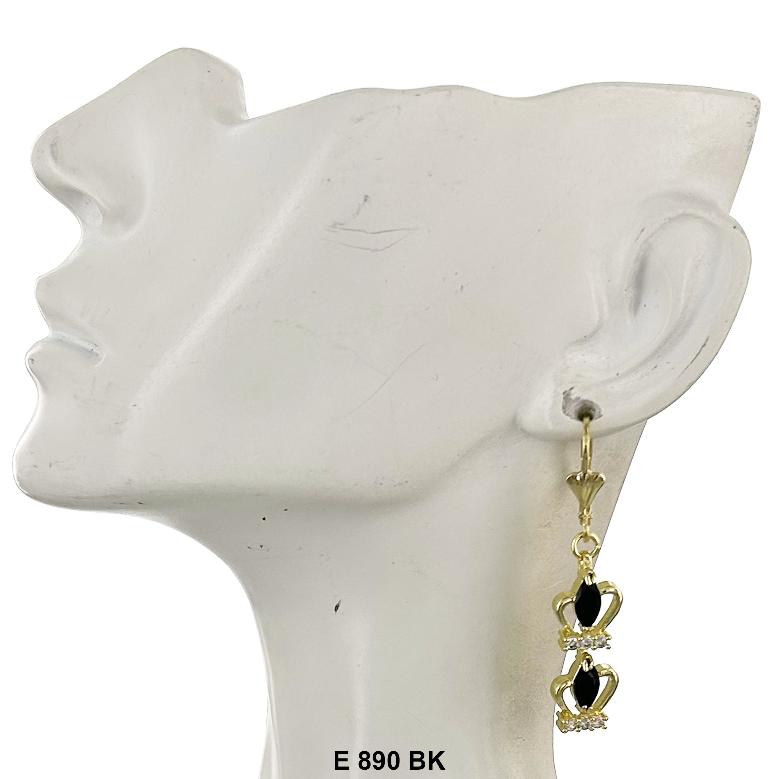 Duck Paw CZ Queens Crown Earring E 890 BK