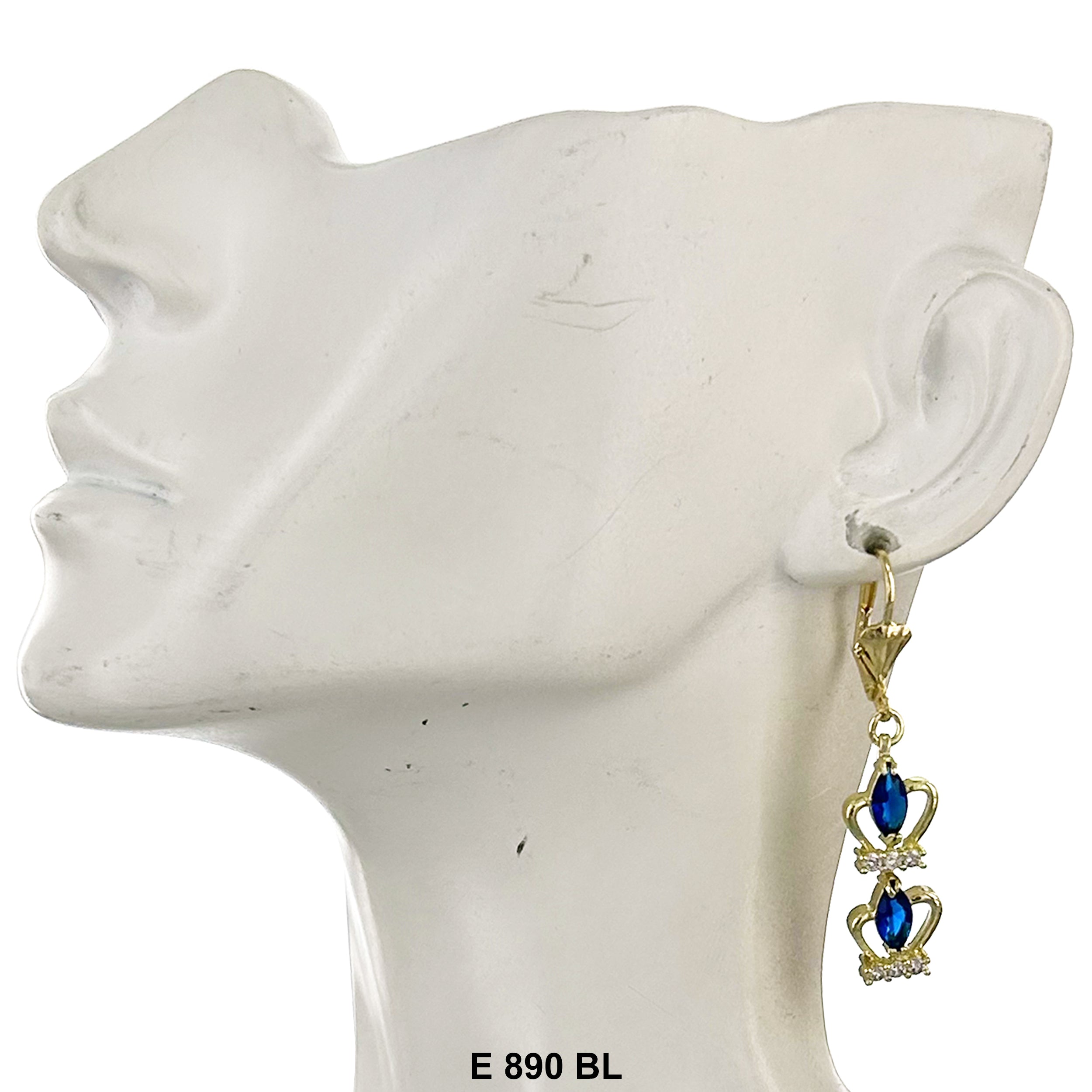 Duck Paw CZ Queens Crown Earring E 890 BL