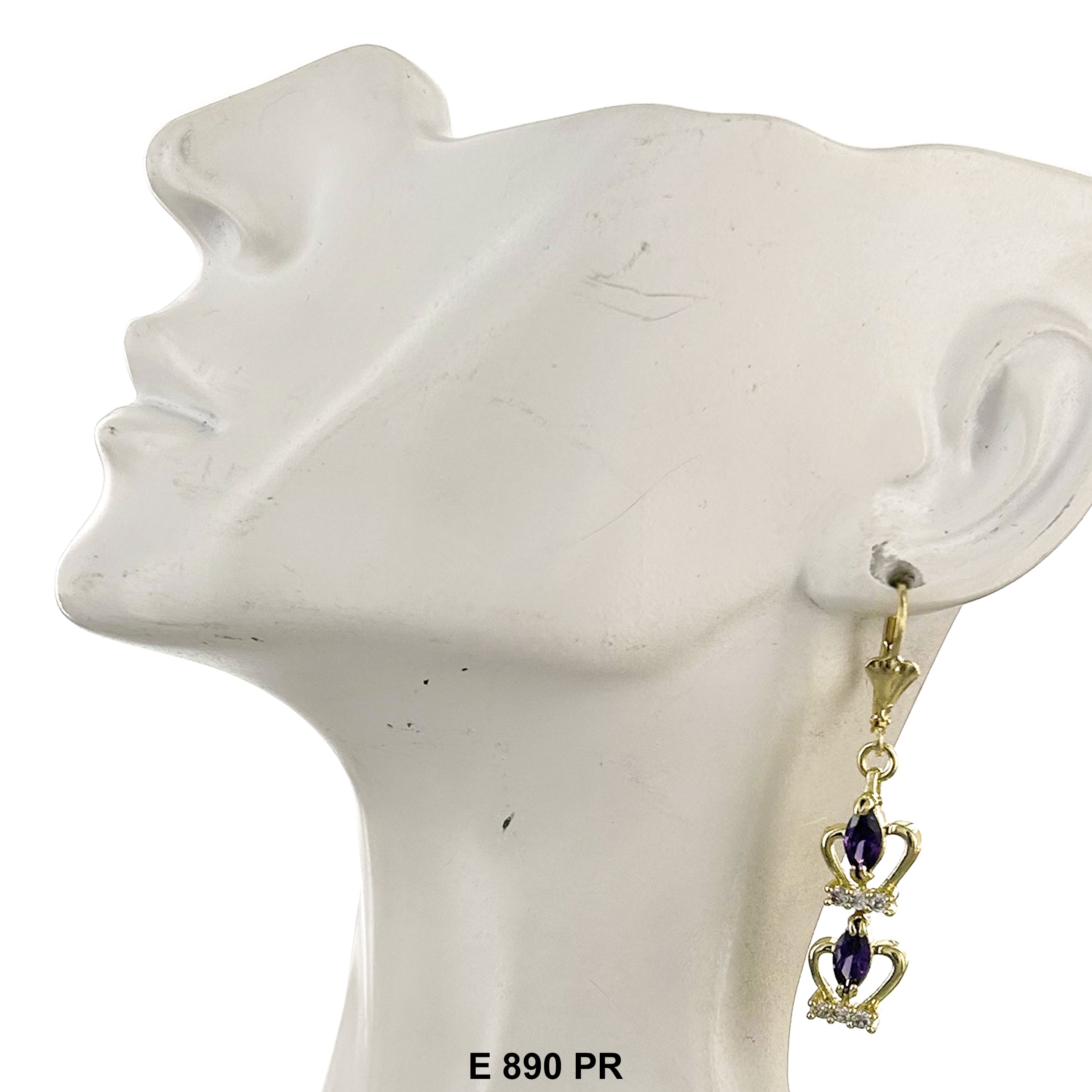 Duck Paw CZ Queens Crown Earring E 890 PR