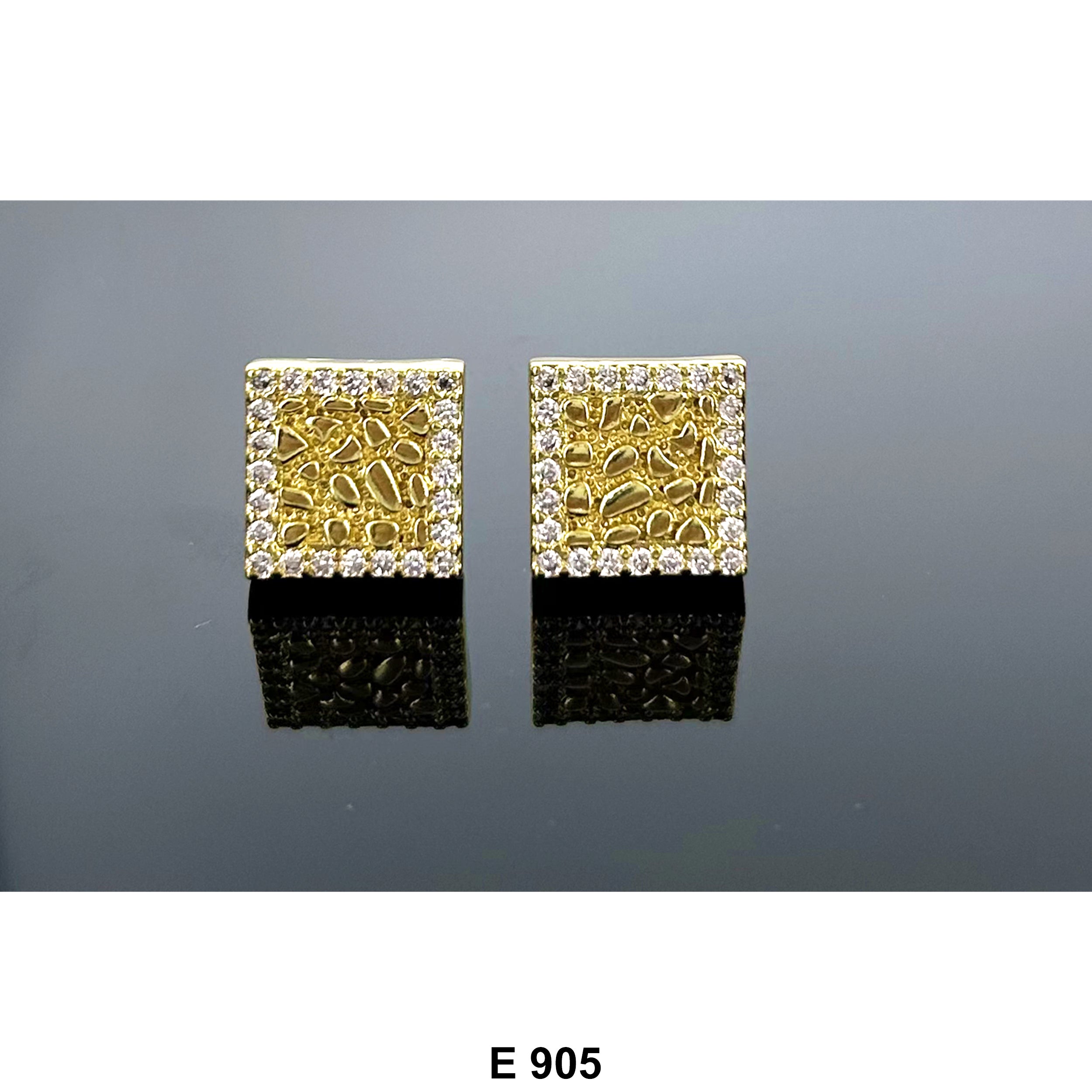 Square Nugget Stud Earrings E 905