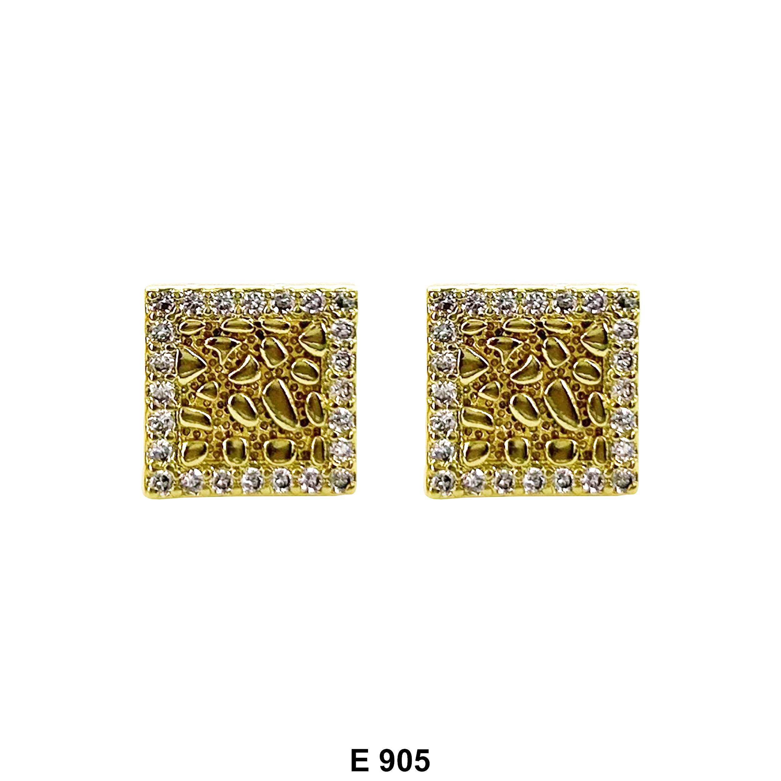 Square Nugget Stud Earrings E 905