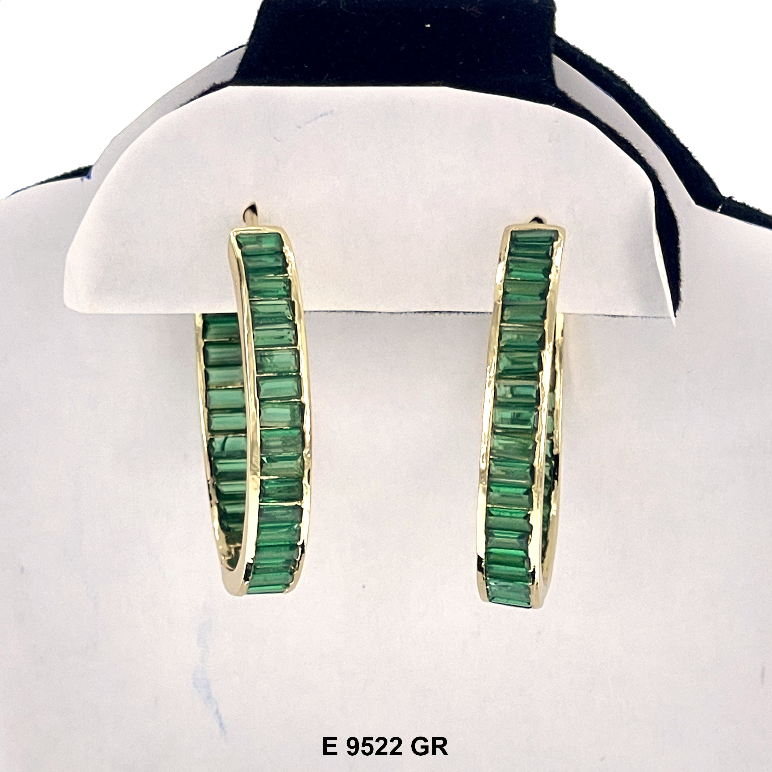 CZ Hoop Earrings E 9522 GR