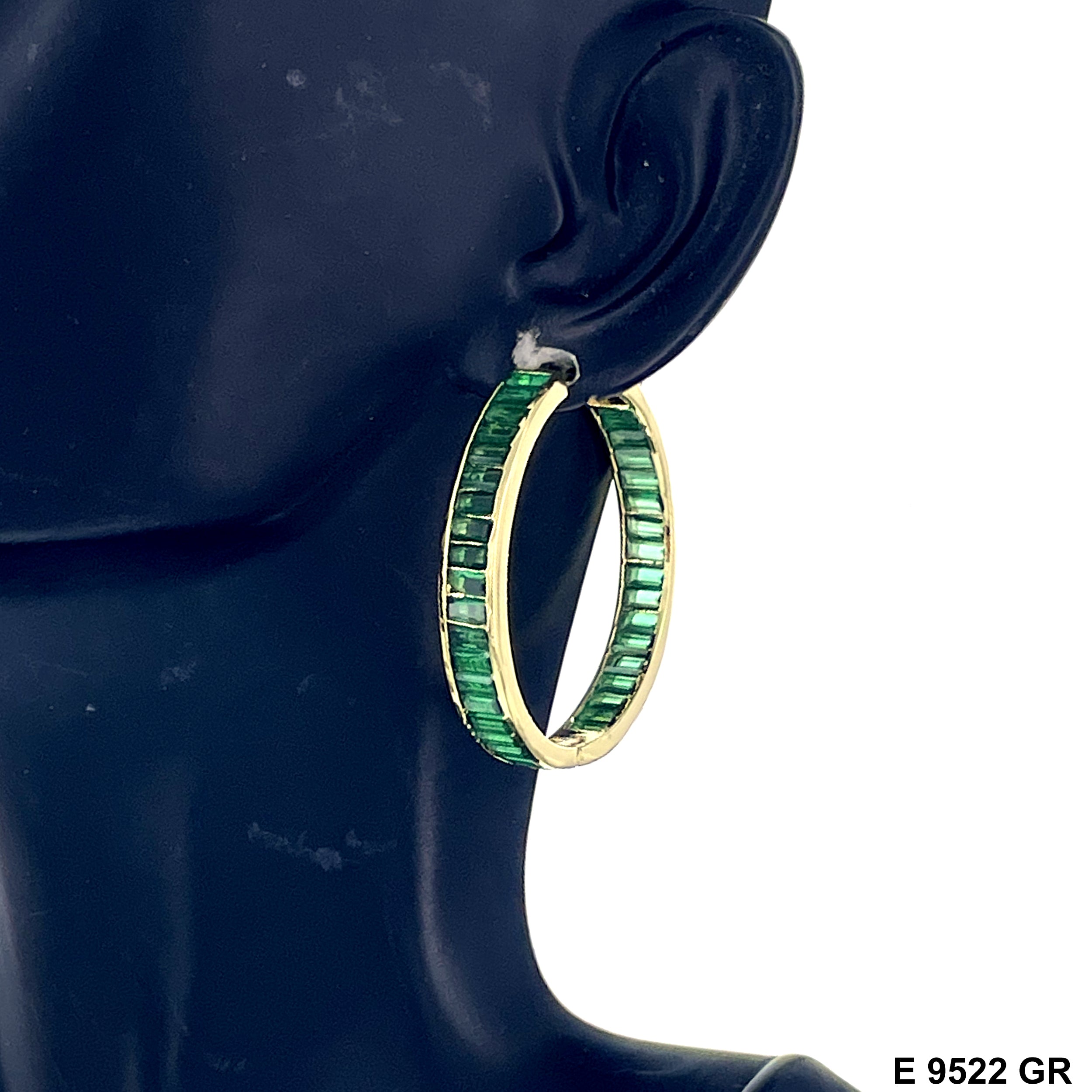 CZ Hoop Earrings E 9522 GR