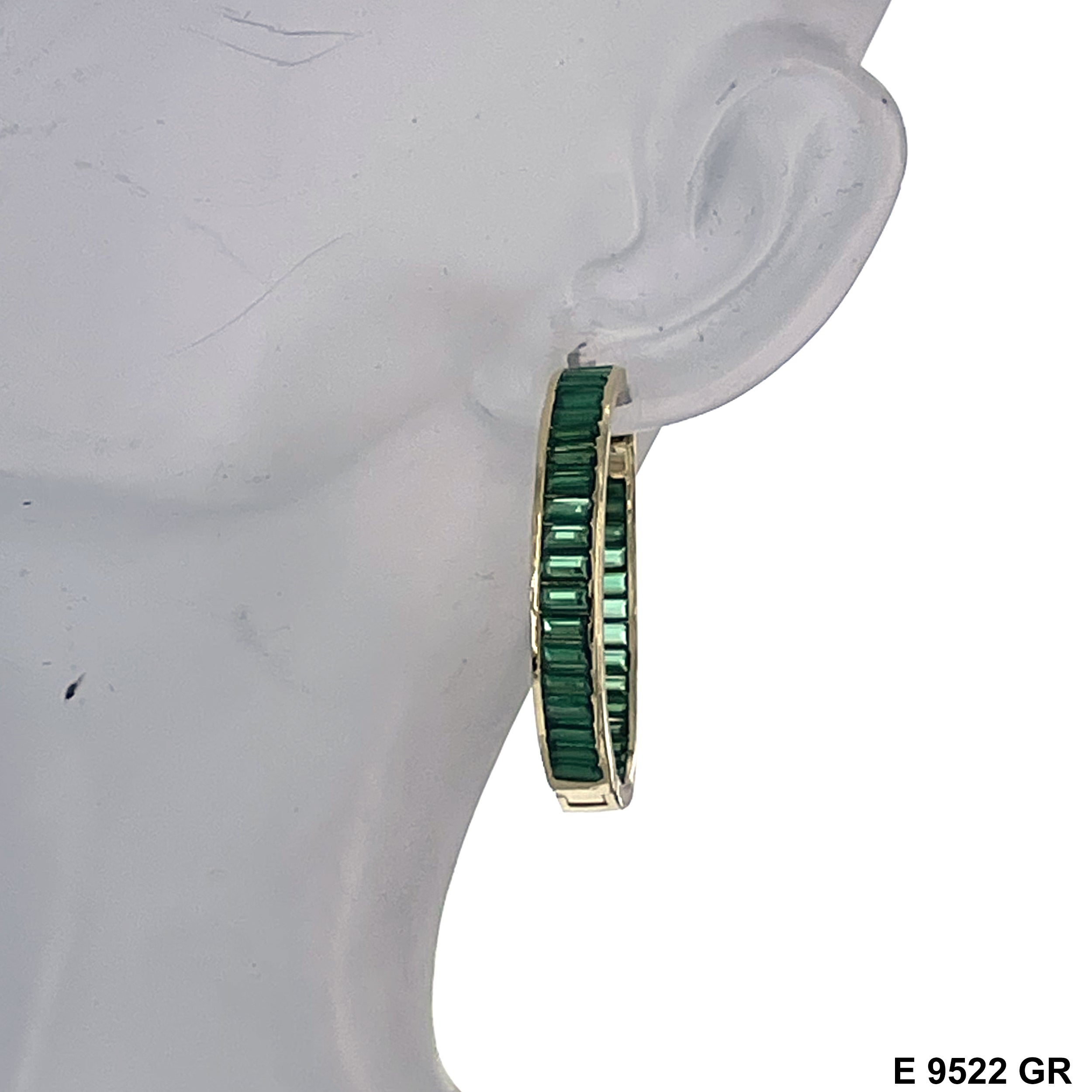 CZ Hoop Earrings E 9522 GR