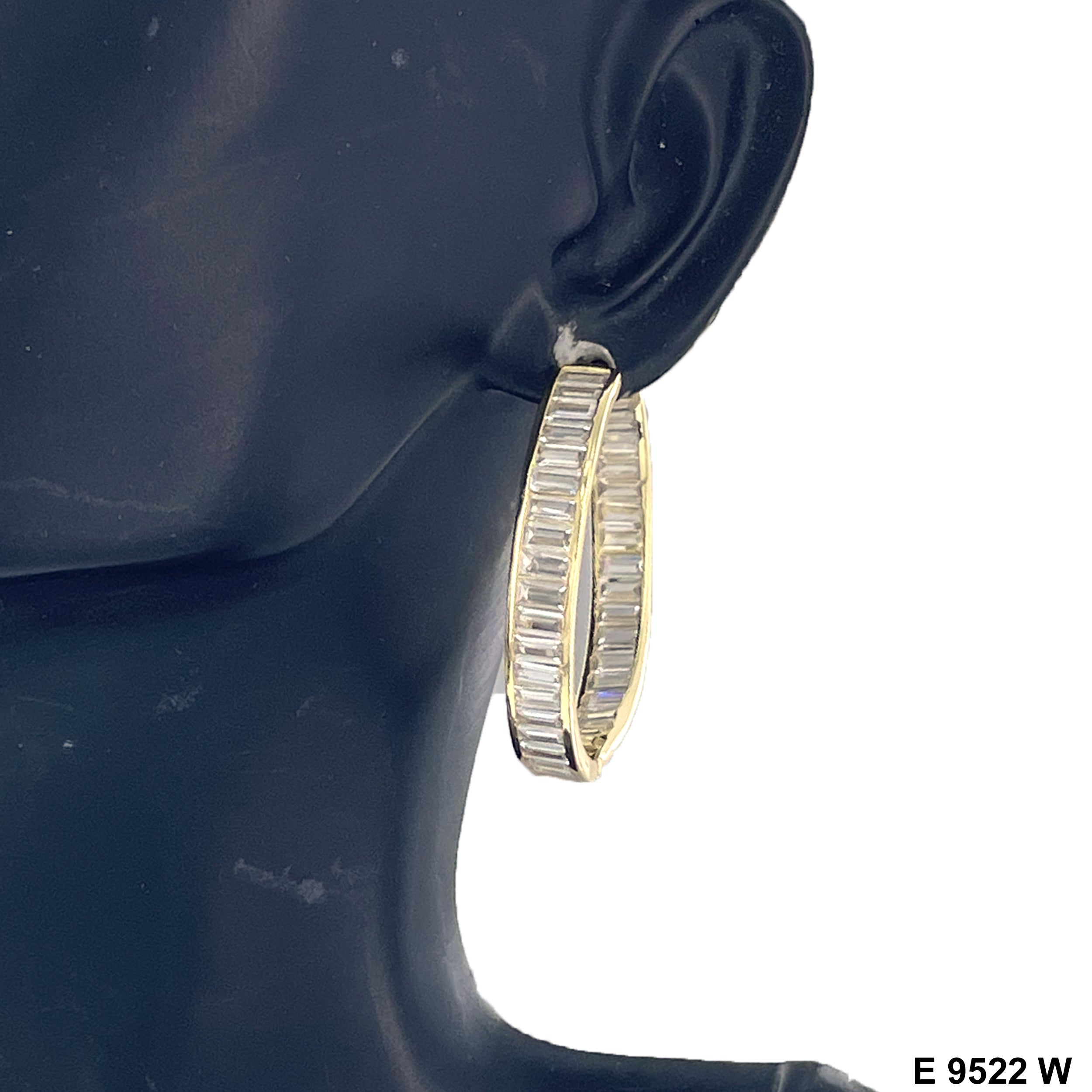 CZ Hoop Earrings E 9522 W