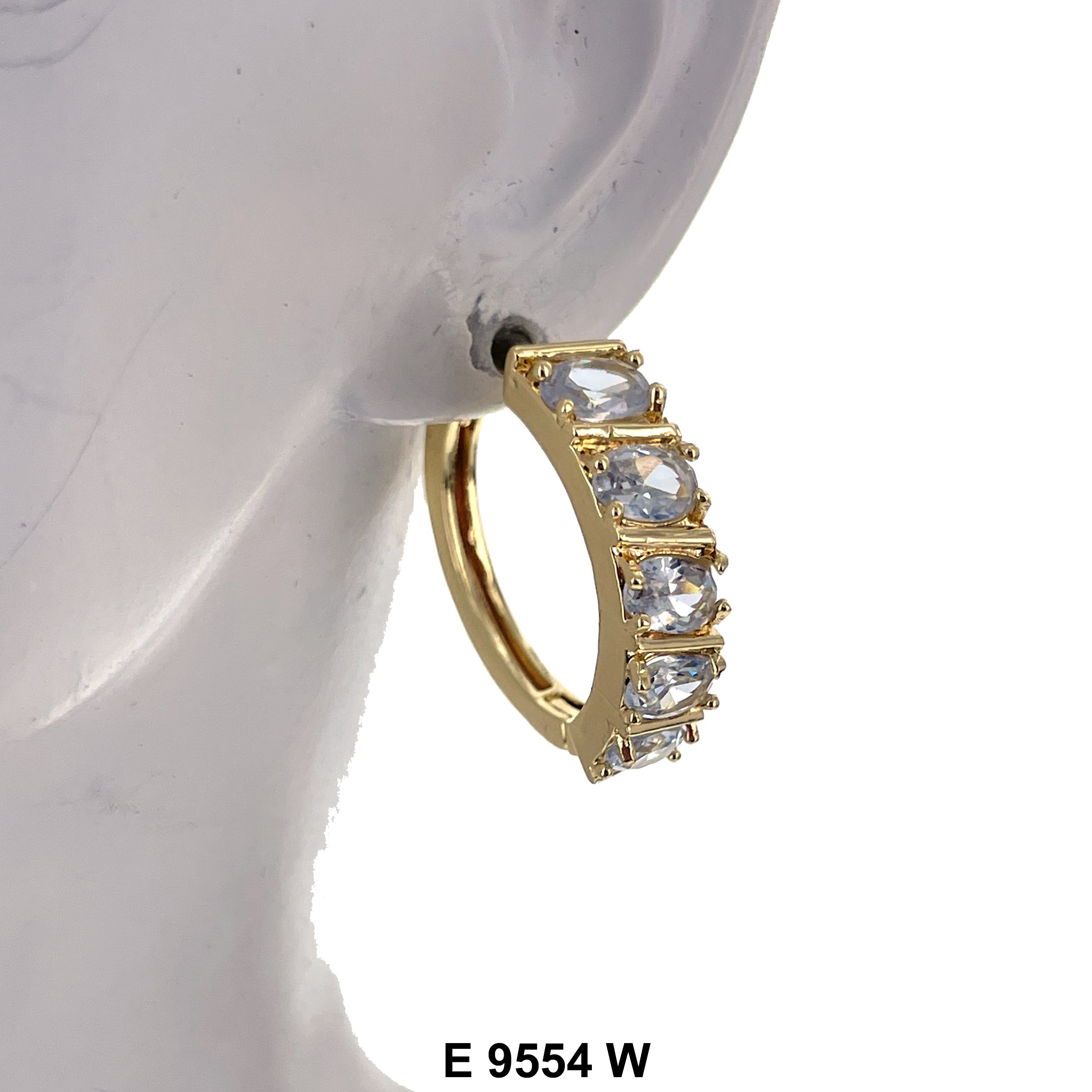 CZ Hoop Earrings E 9554 W