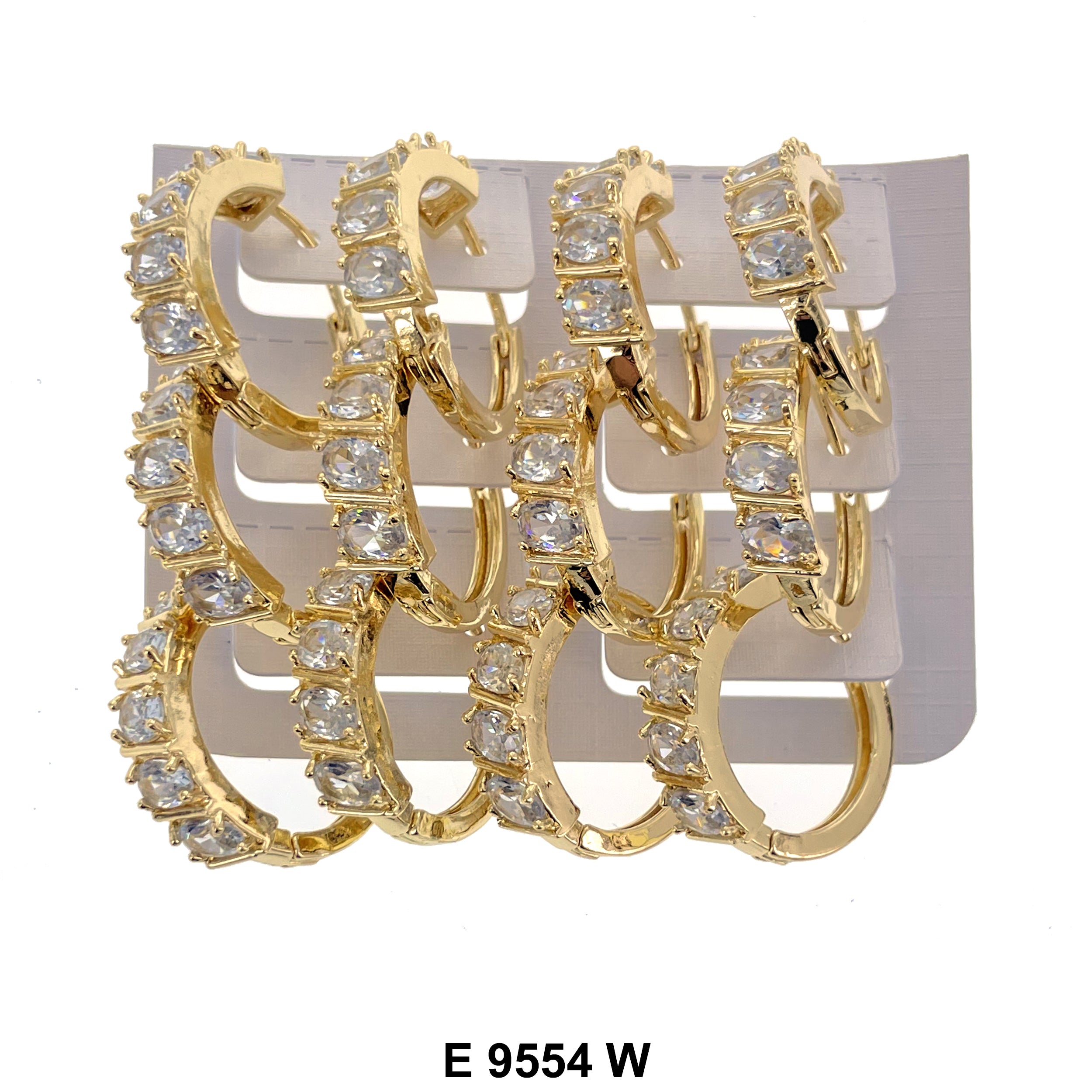 CZ Hoop Earrings E 9554 W