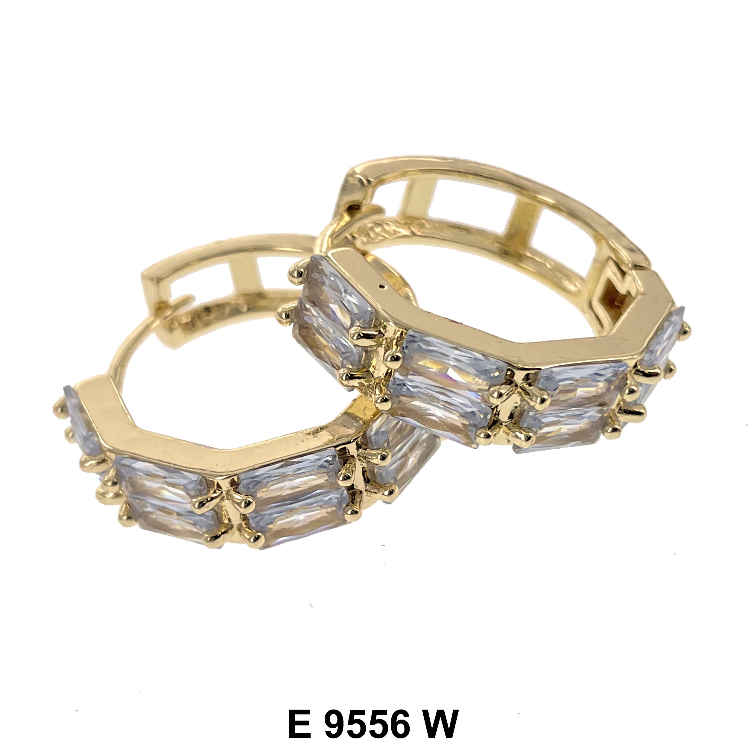 CZ Hoop Earrings E 9556 W