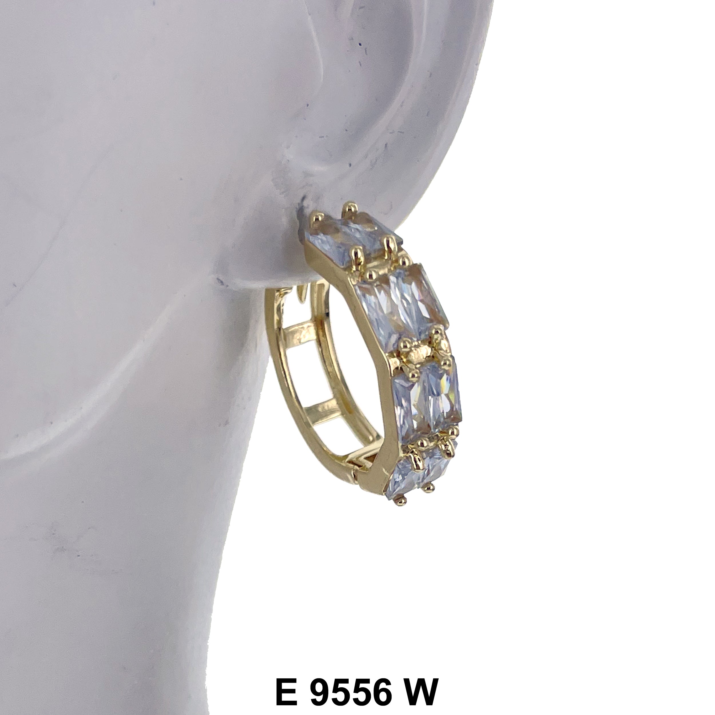 CZ Hoop Earrings E 9556 W