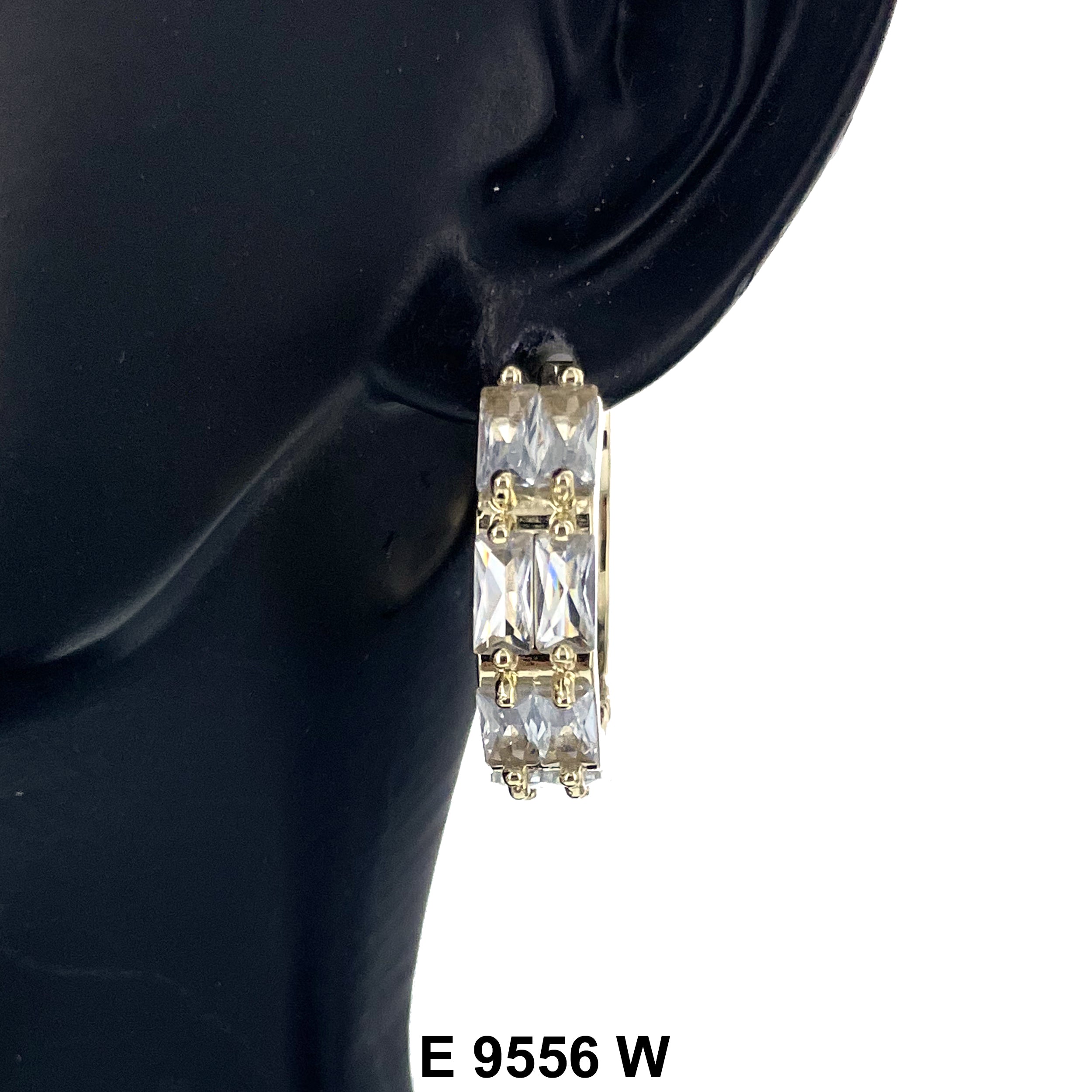 CZ Hoop Earrings E 9556 W