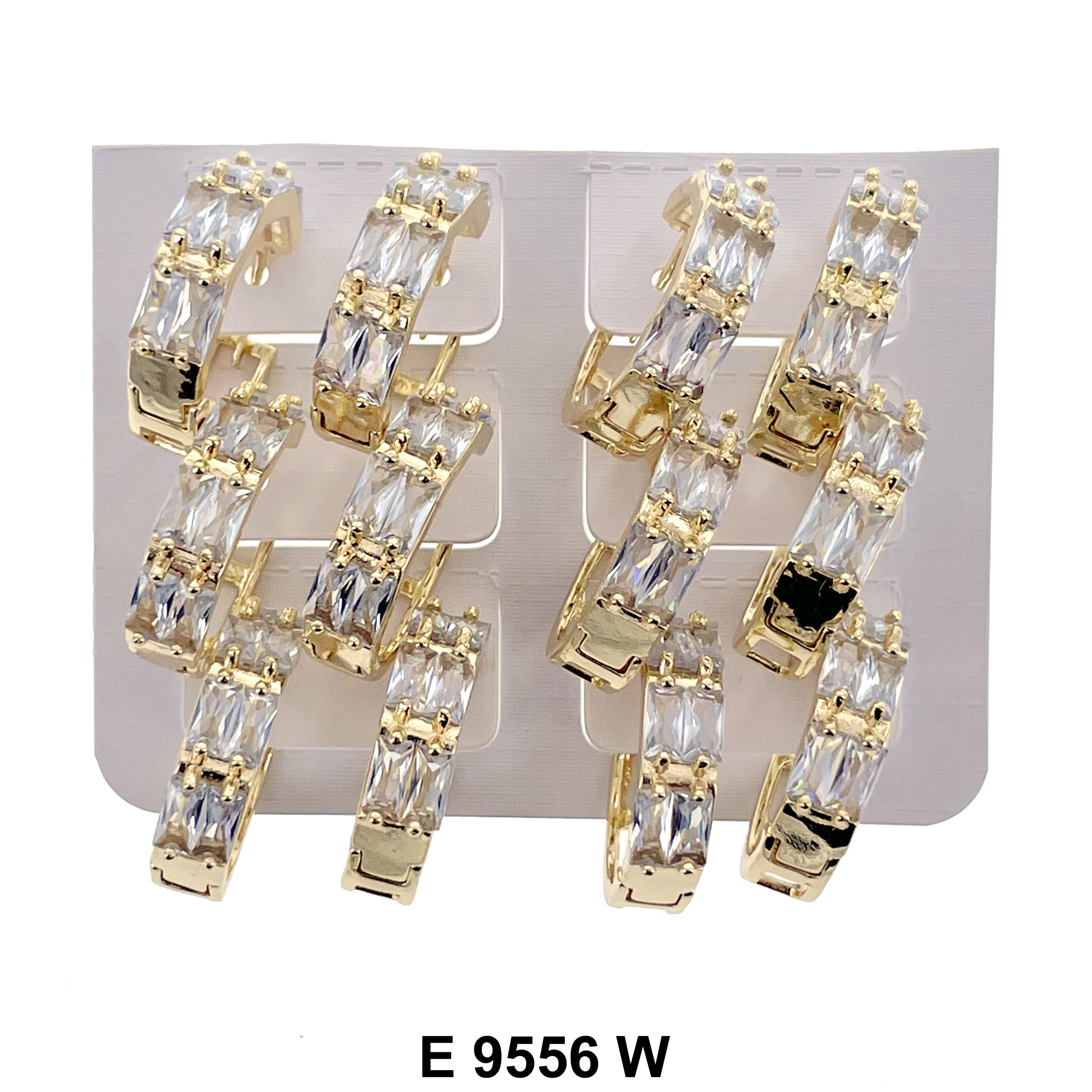 CZ Hoop Earrings E 9556 W