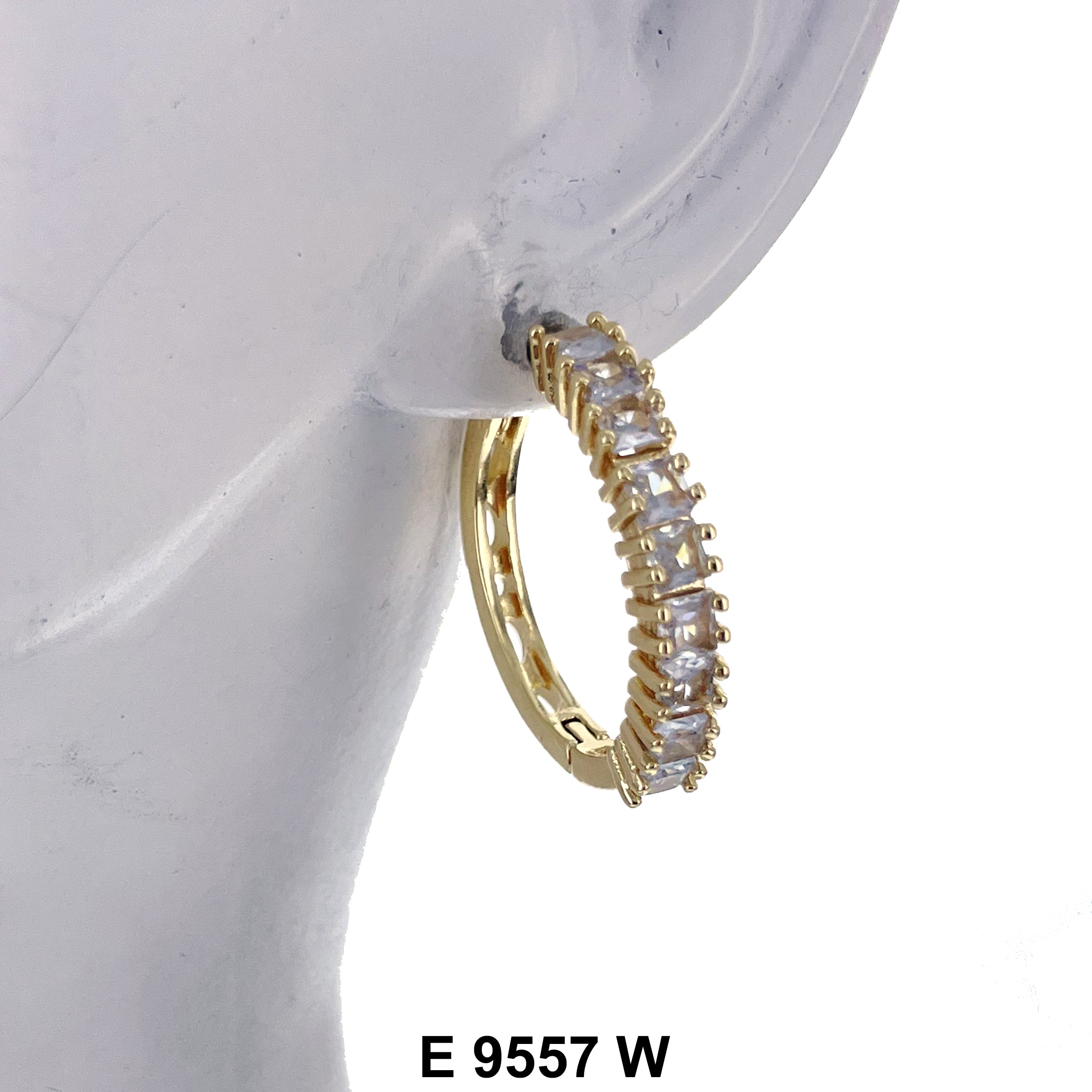 CZ Hoop Earrings E 9557 W