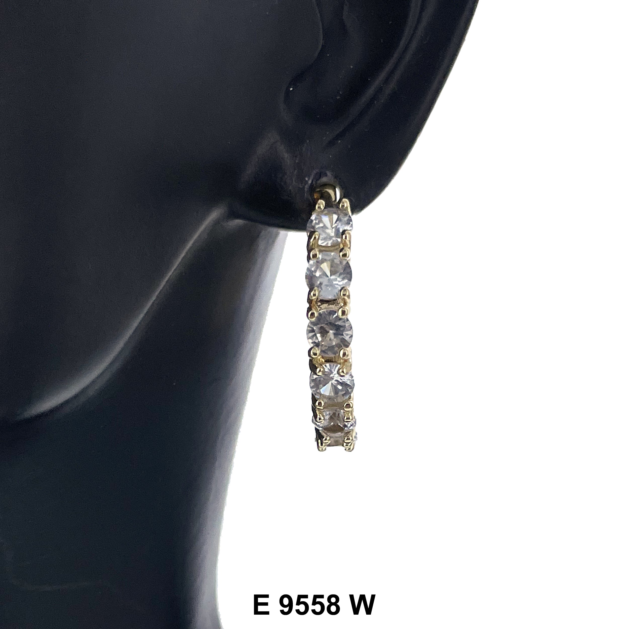 CZ Hoop Earrings E 9558 W