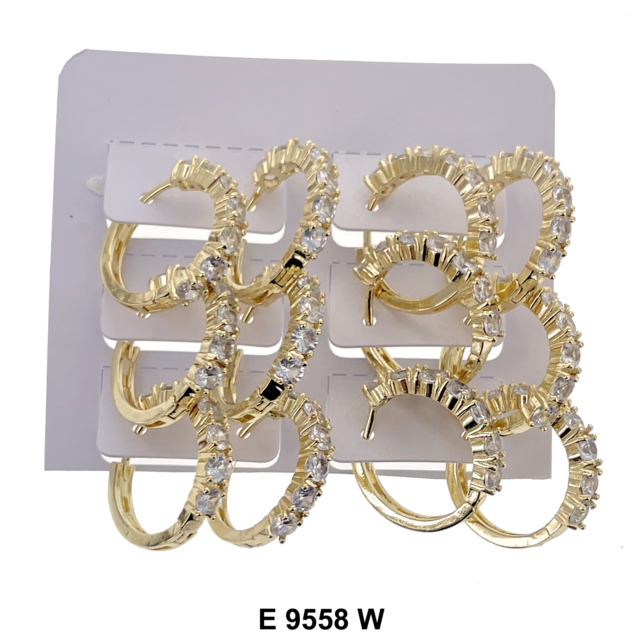 CZ Hoop Earrings E 9558 W