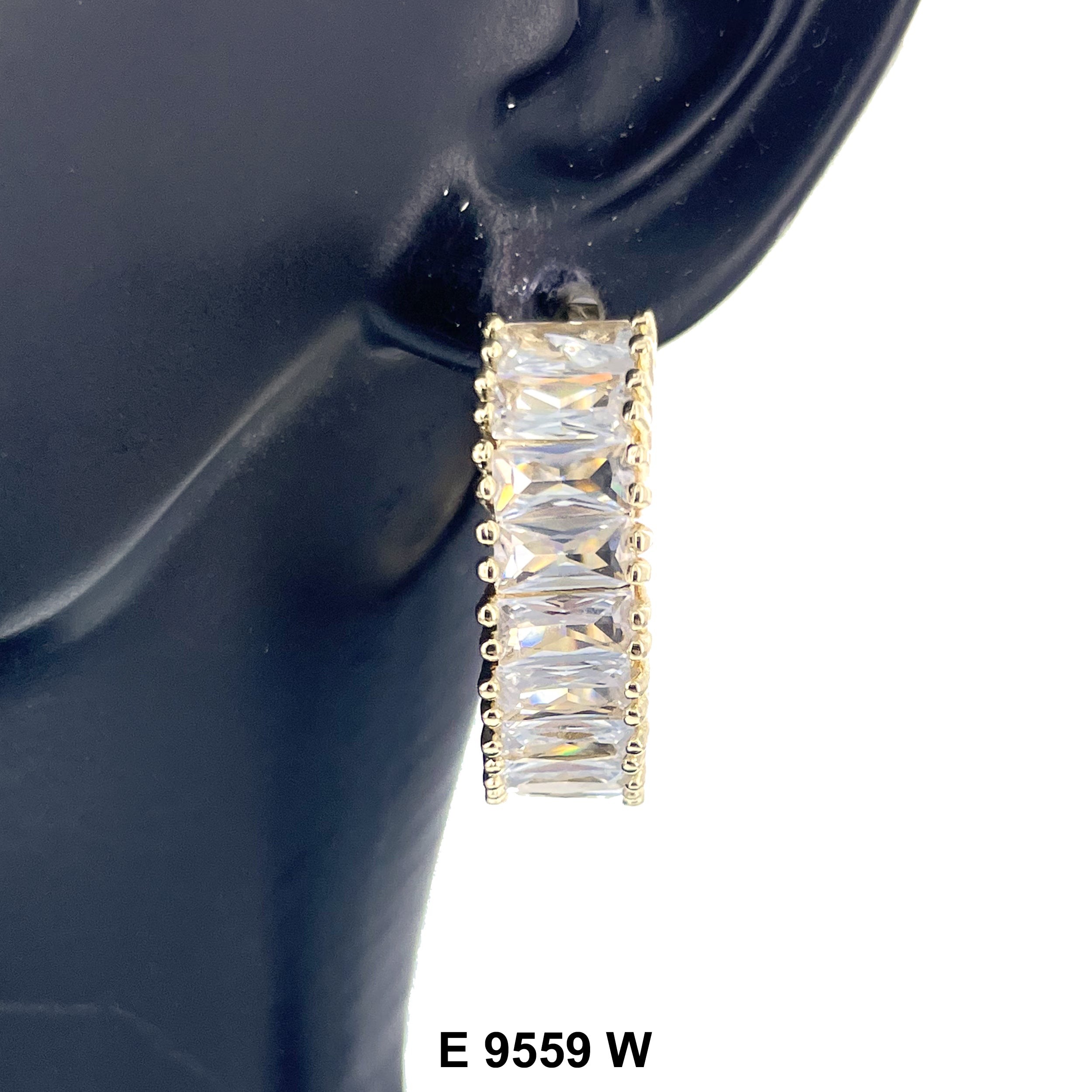 CZ Hoop Earrings E 9559 W