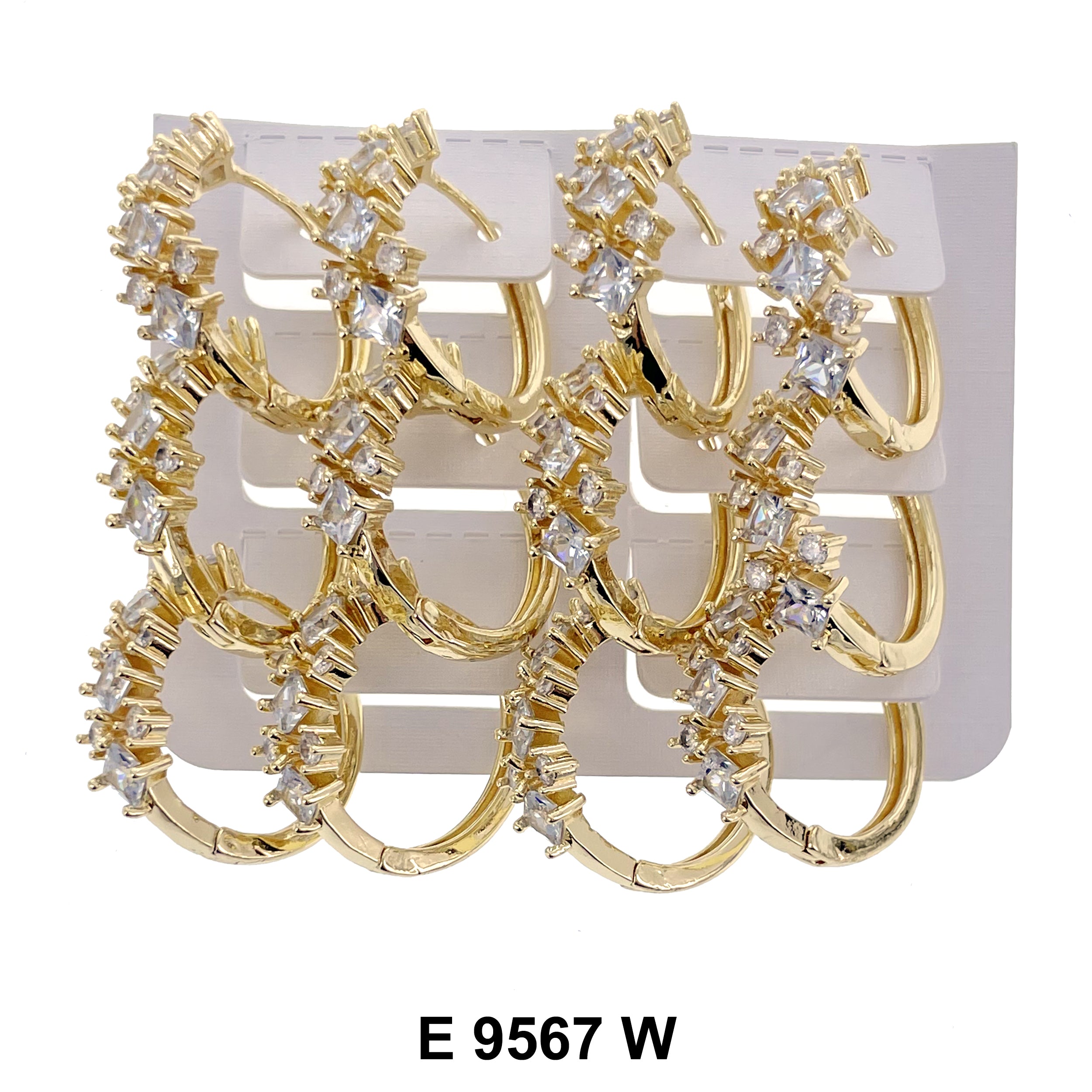 CZ Hoop Earrings E 9567 W