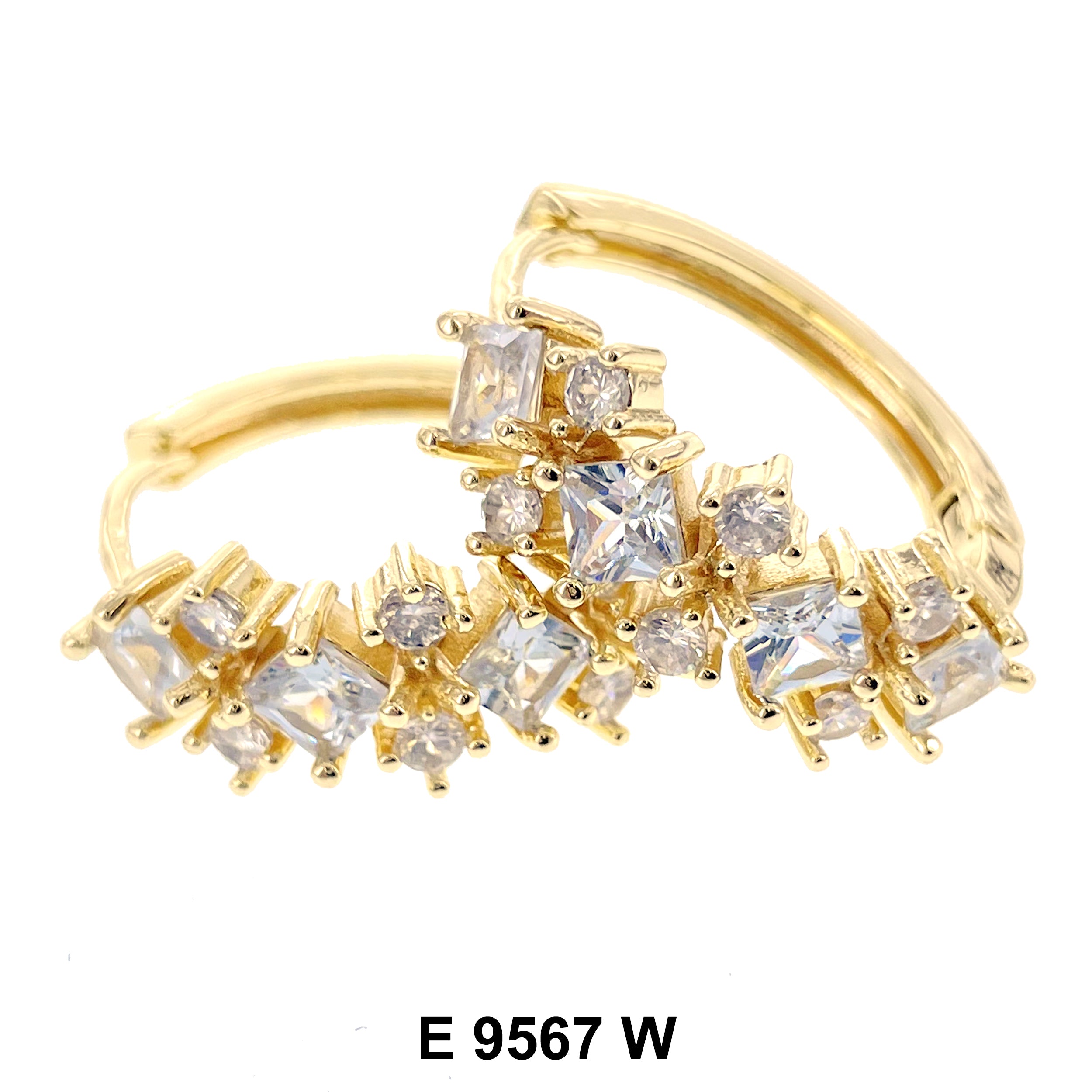 CZ Hoop Earrings E 9567 W