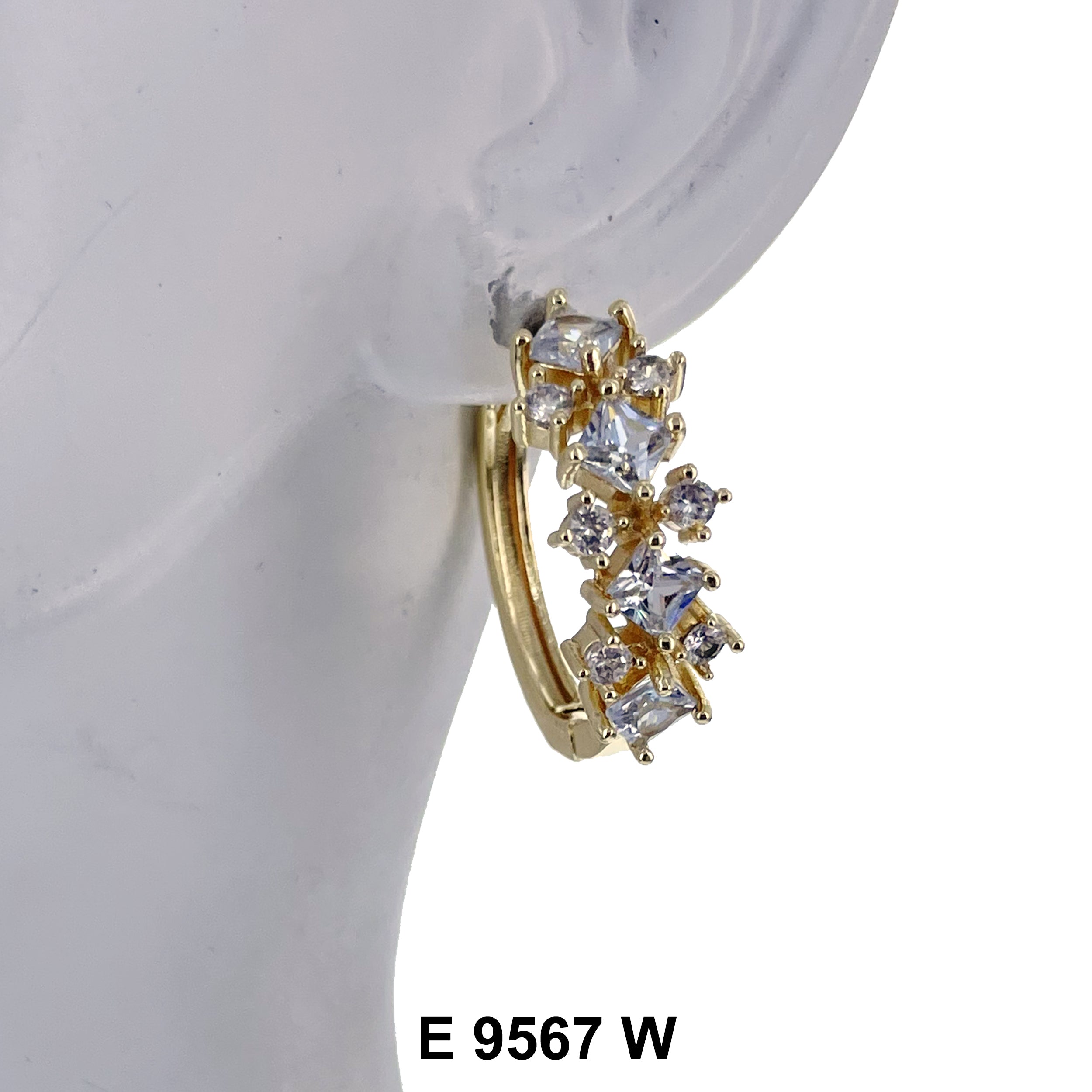 CZ Hoop Earrings E 9567 W