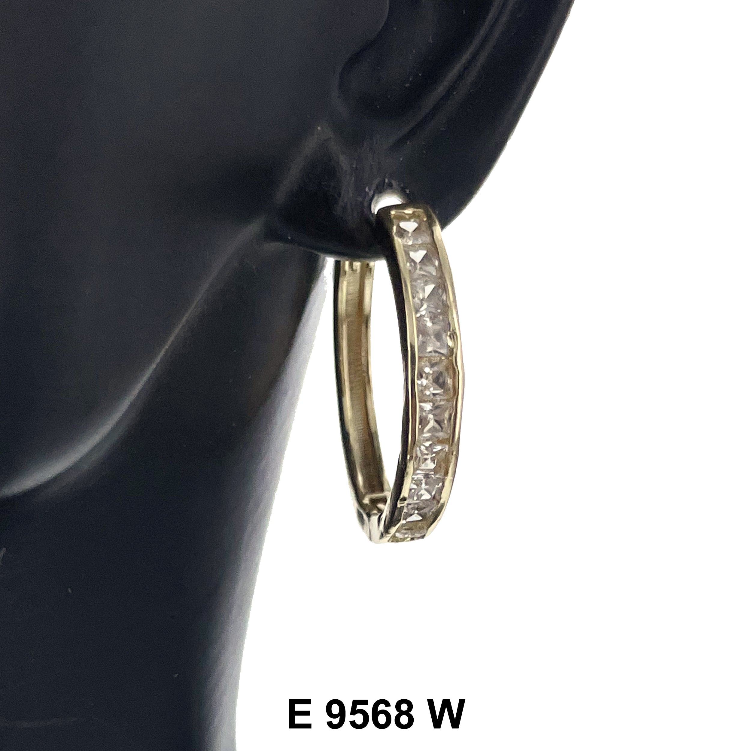 CZ Hoop Earrings E 9568 W