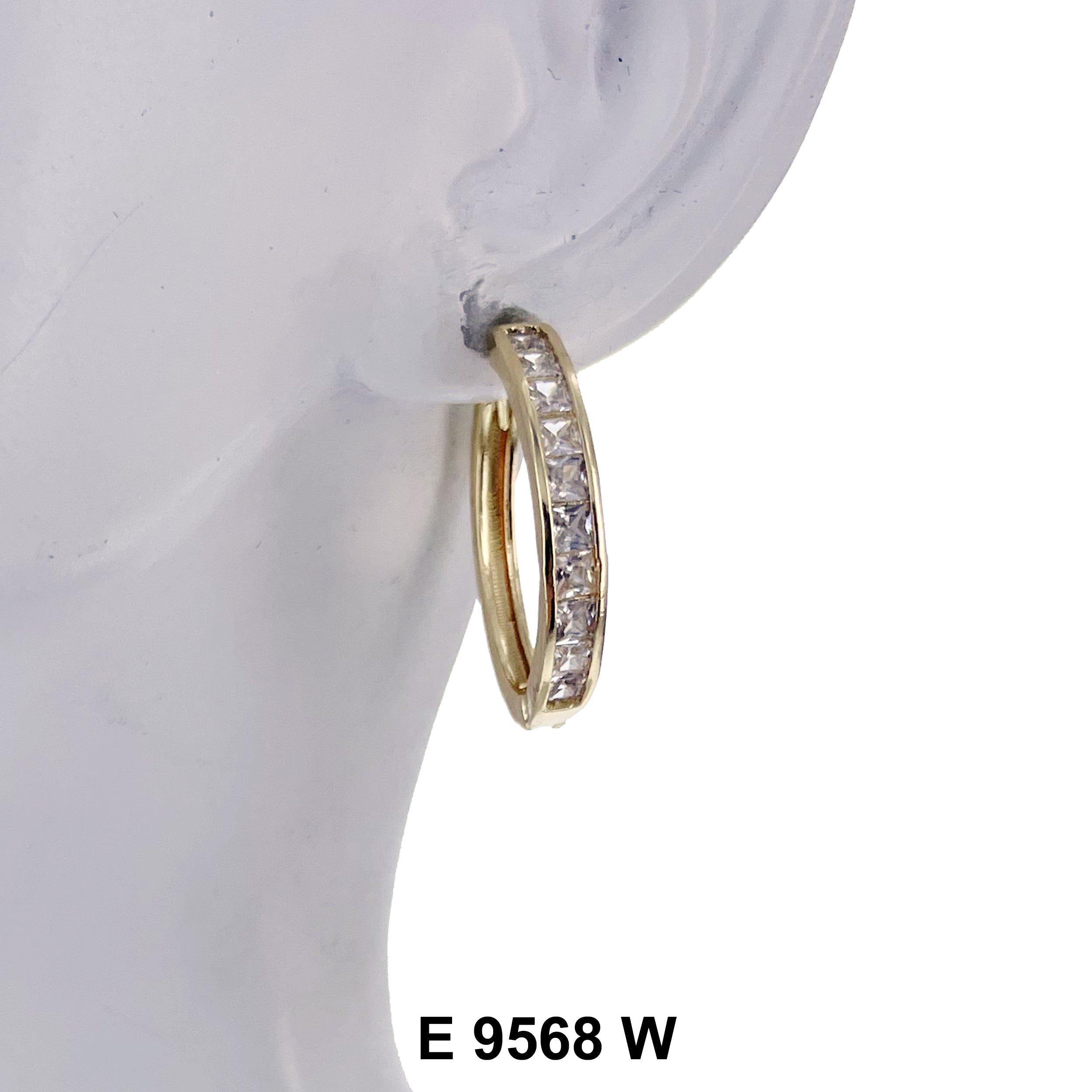 CZ Hoop Earrings E 9568 W