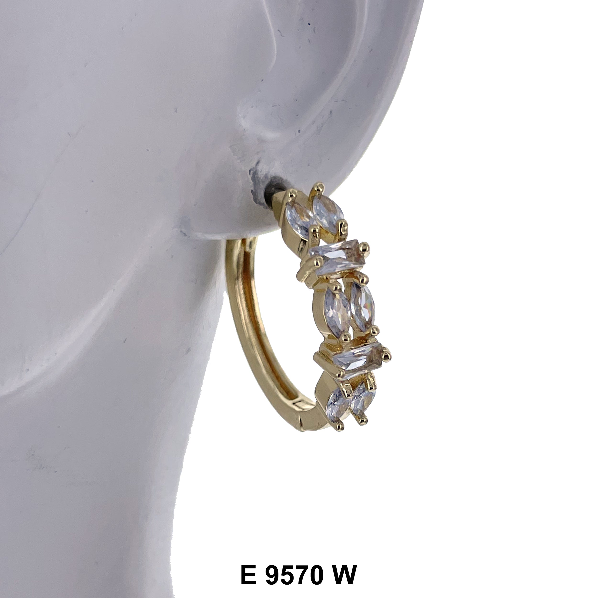 CZ Hoop Earrings E 9570 W