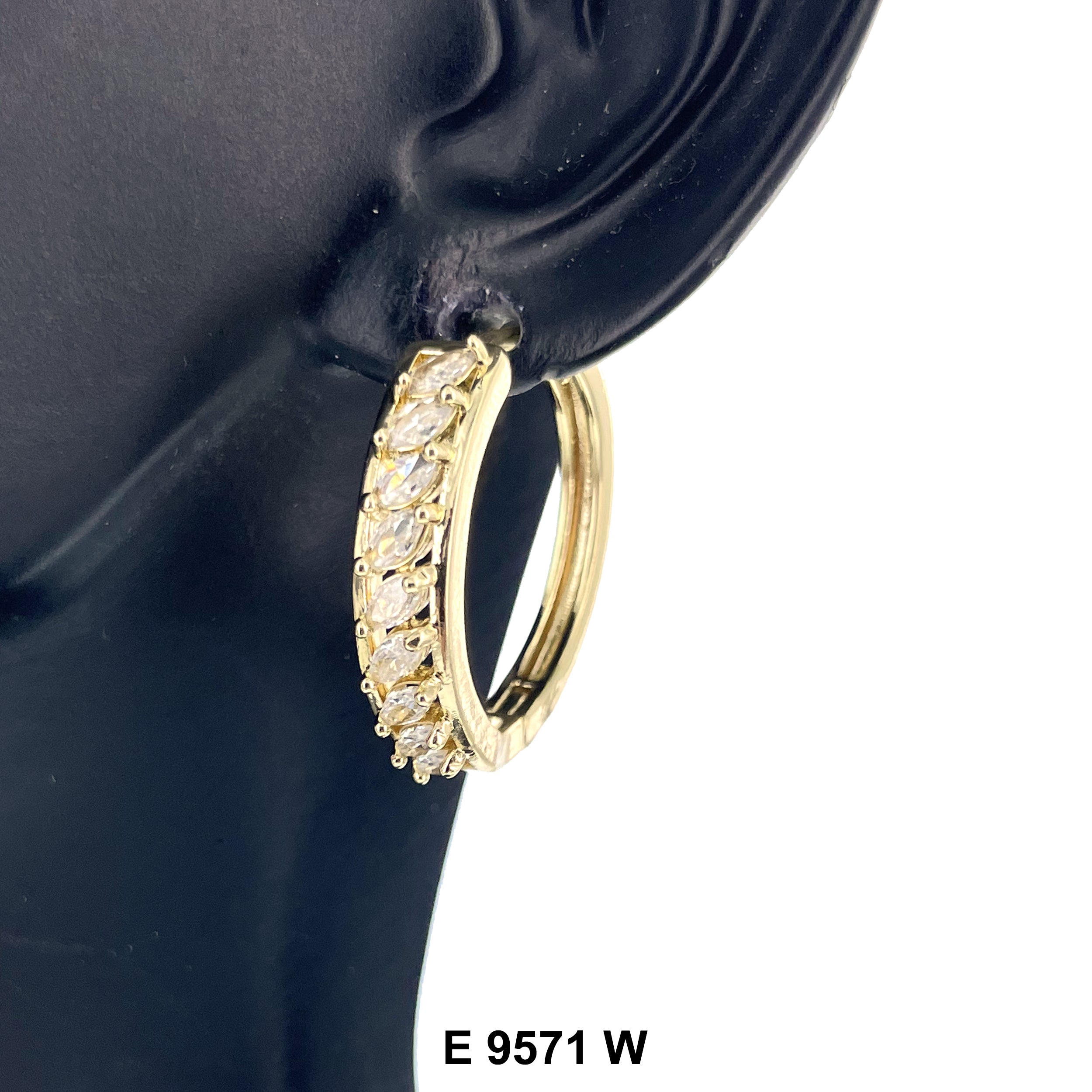 CZ Hoop Earrings E 9571 W