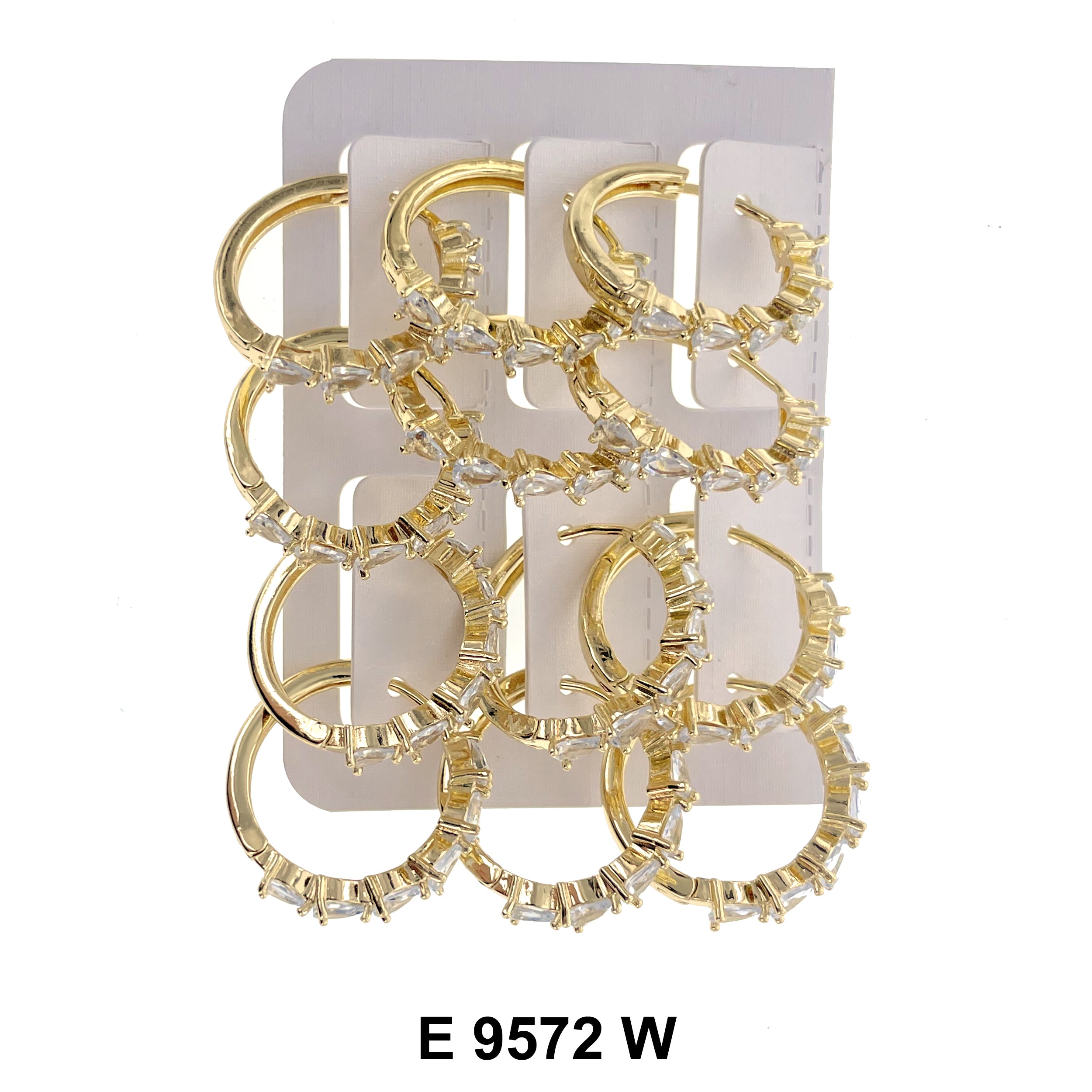 CZ Hoop Earrings E 9572 W