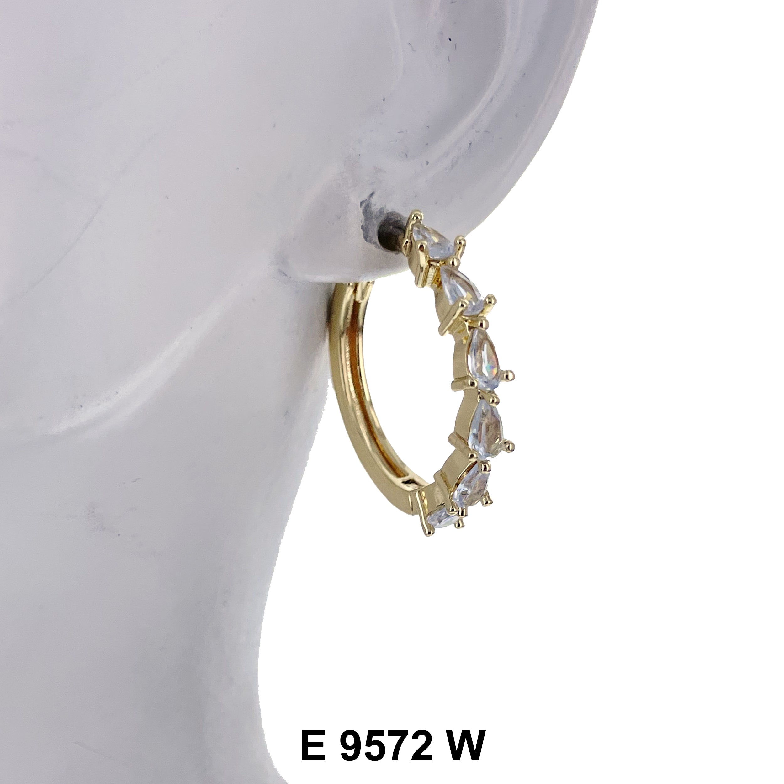 CZ Hoop Earrings E 9572 W