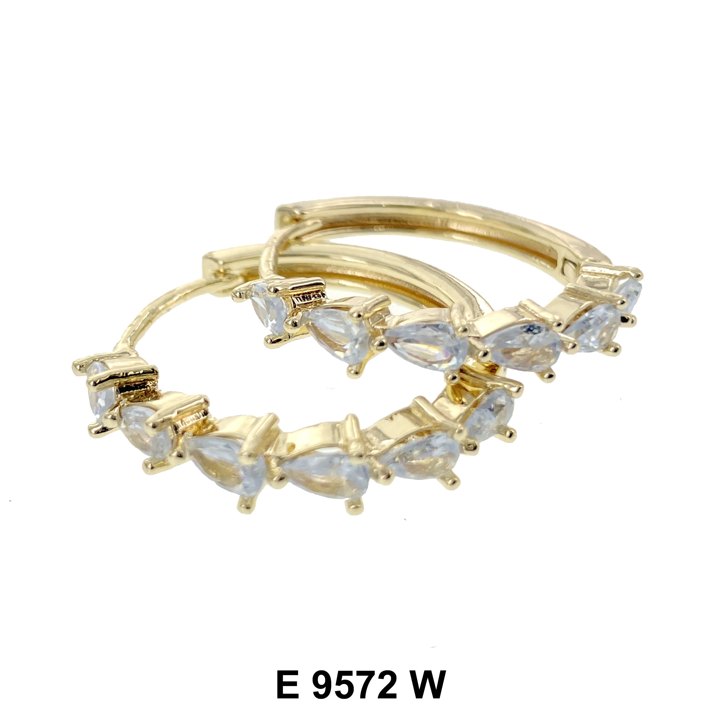 CZ Hoop Earrings E 9572 W