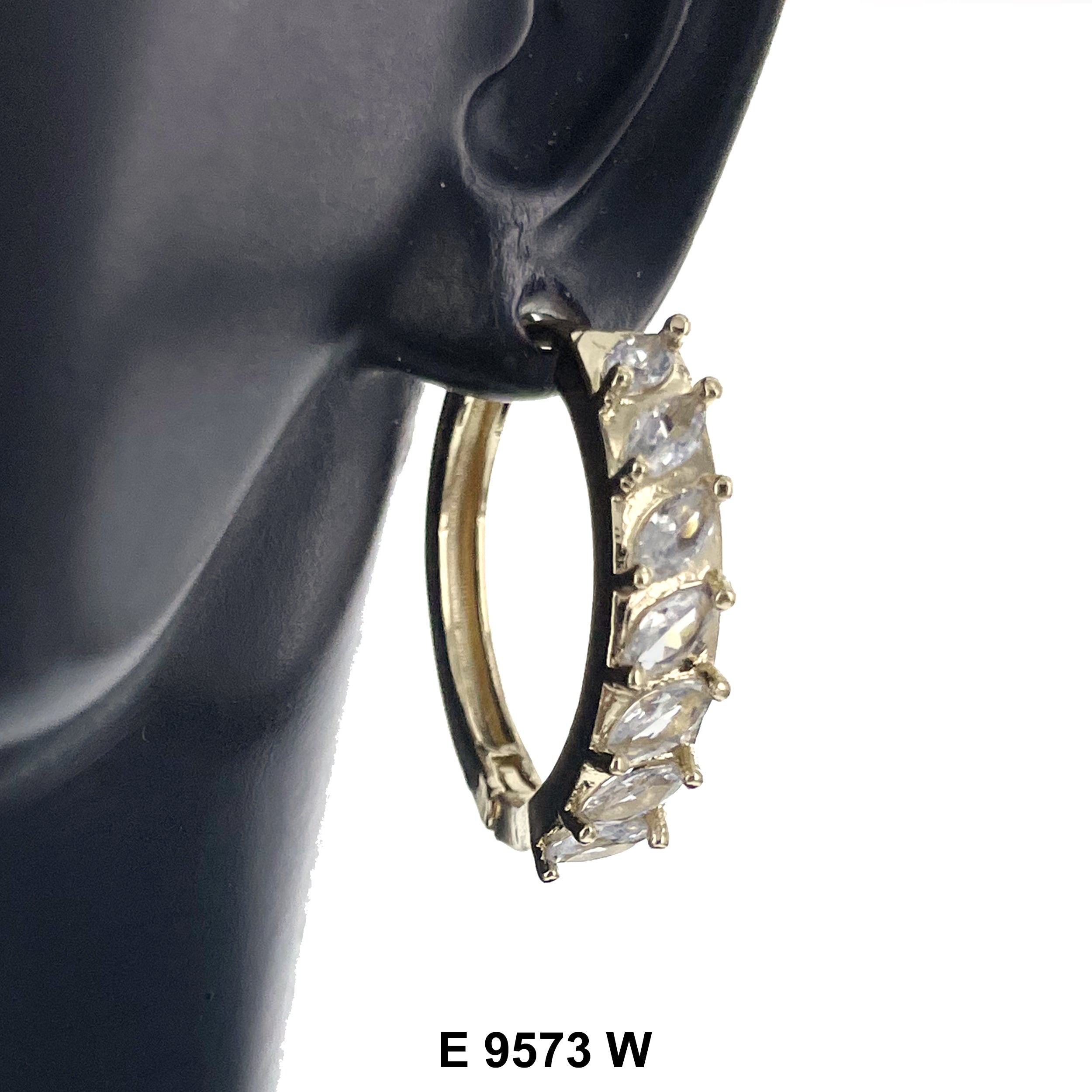 CZ Hoop Earrings E 9573 W