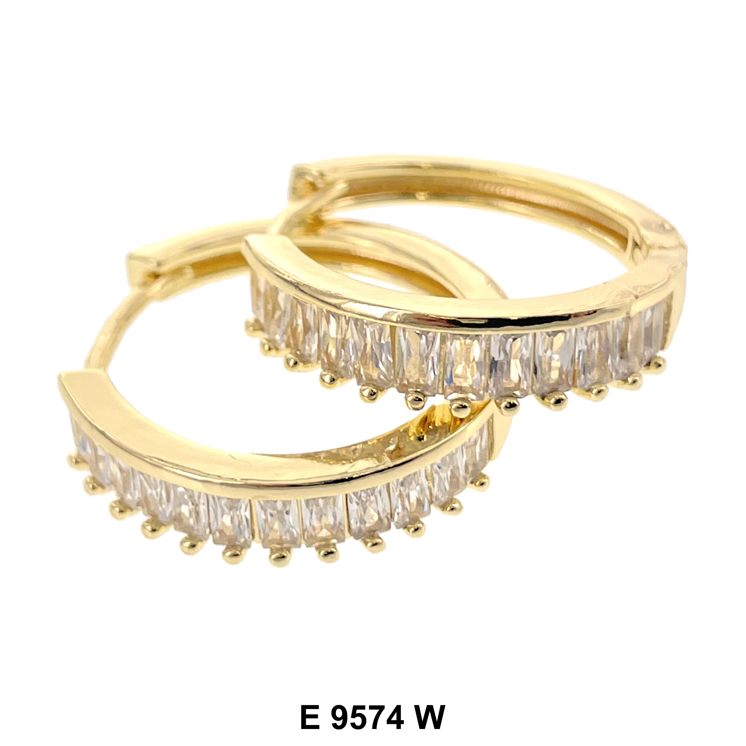 CZ Hoop Earrings E 9574 W