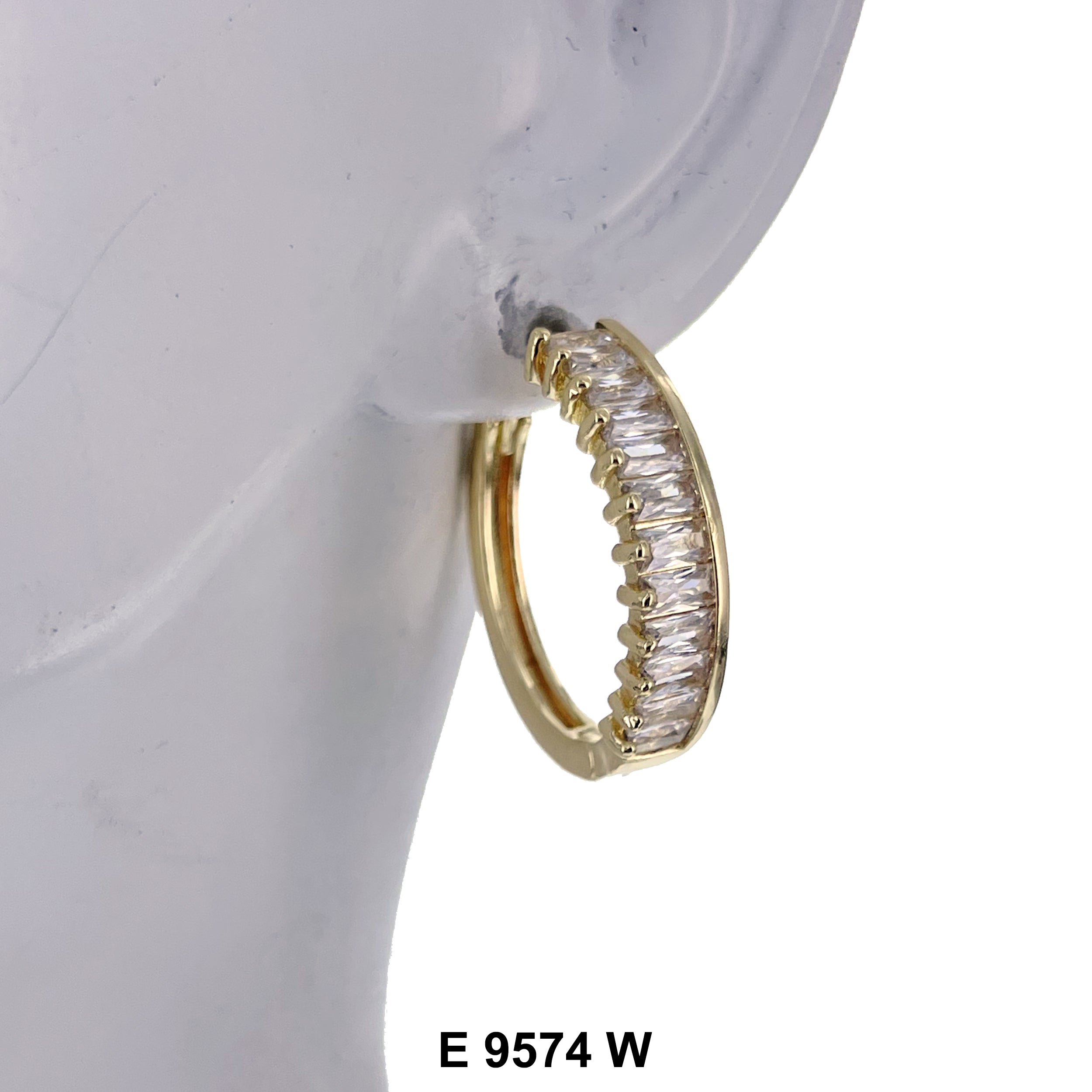 CZ Hoop Earrings E 9574 W