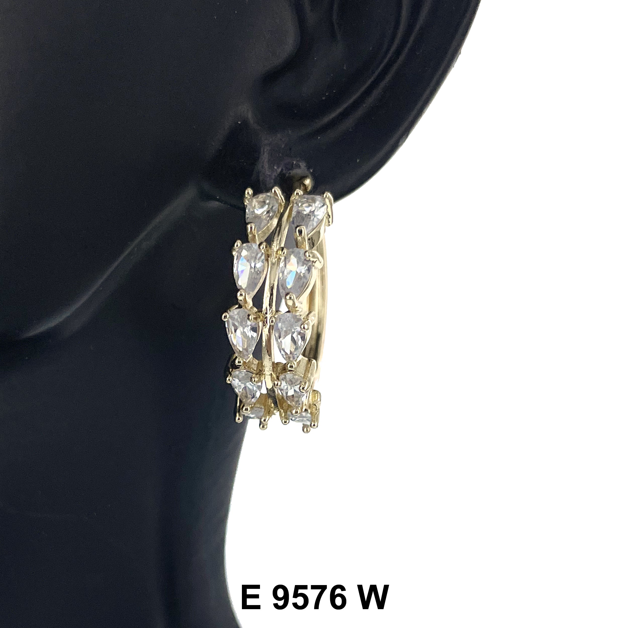 CZ Hoop Earrings E 9576 W