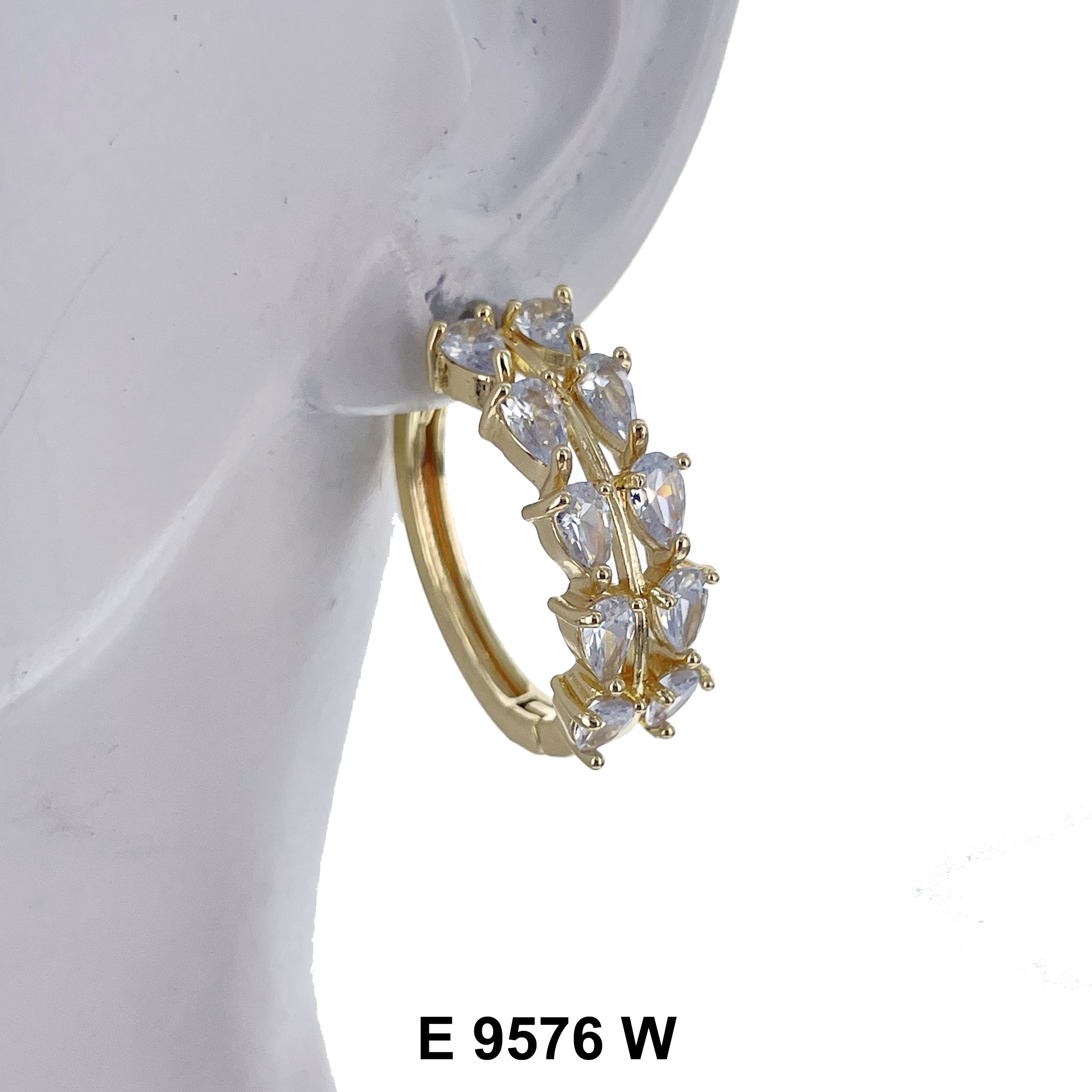 CZ Hoop Earrings E 9576 W