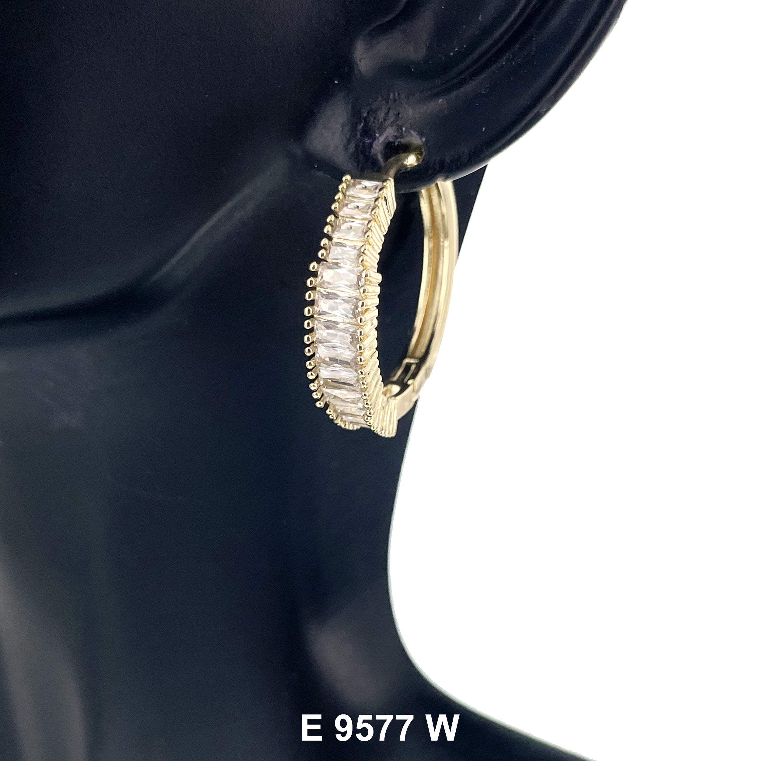 CZ Hoop Earrings E 9577 W