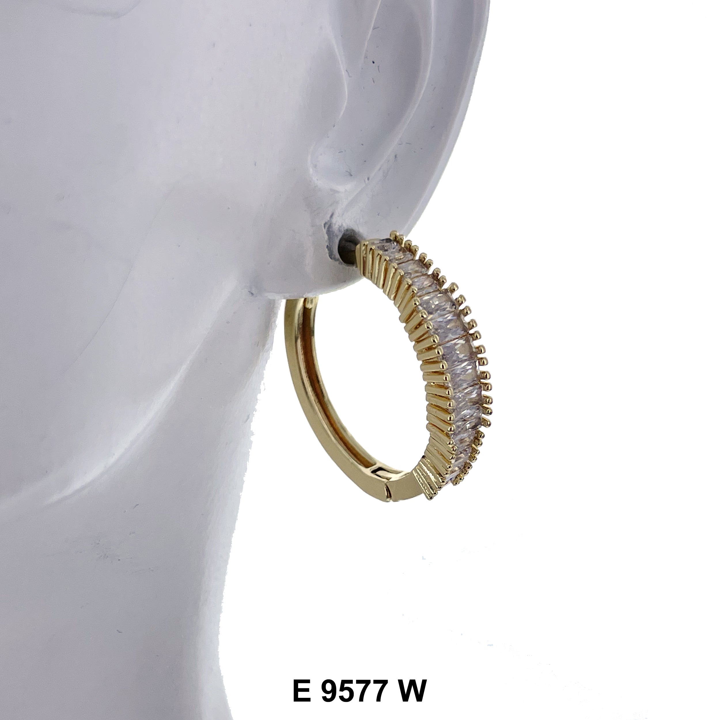 CZ Hoop Earrings E 9577 W