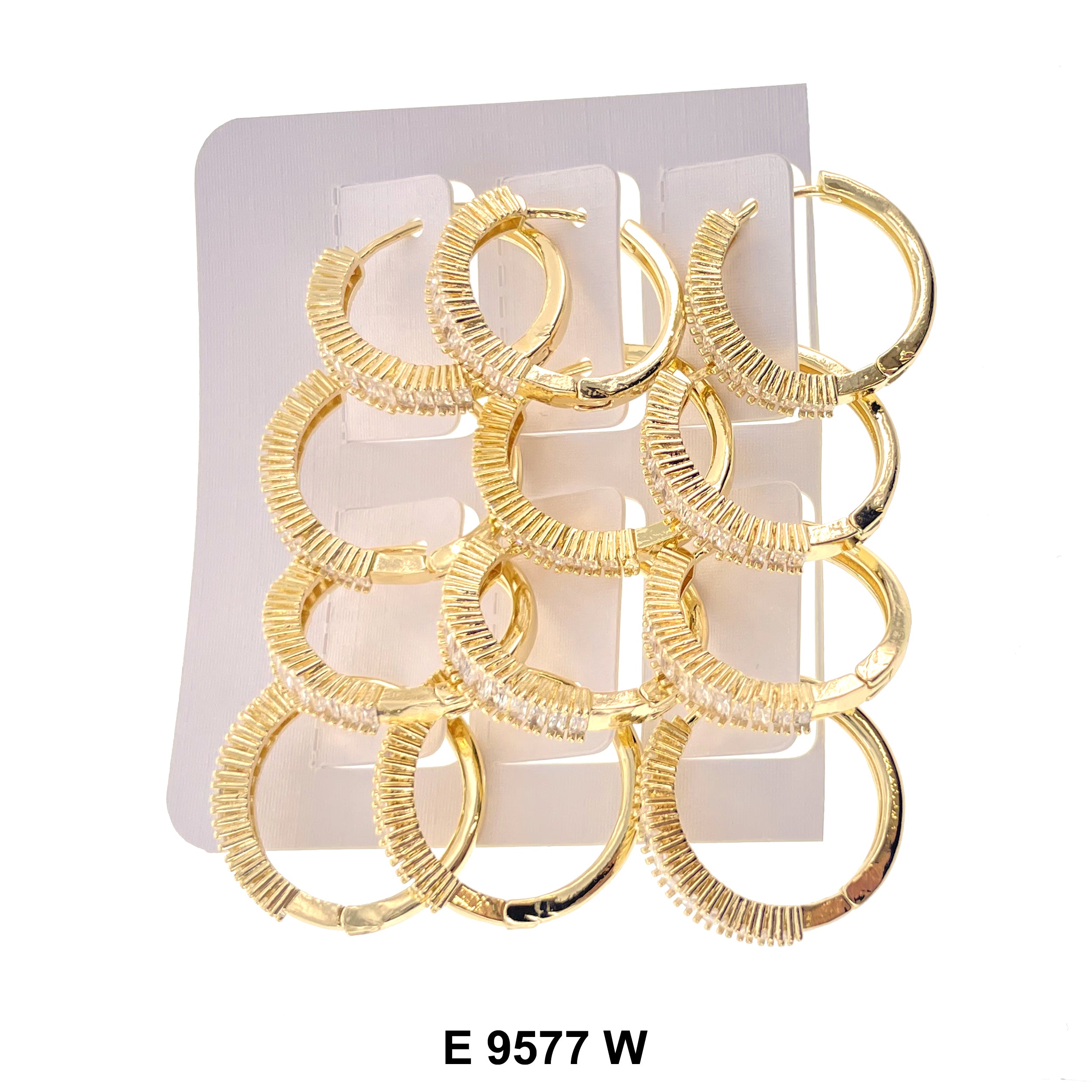 CZ Hoop Earrings E 9577 W