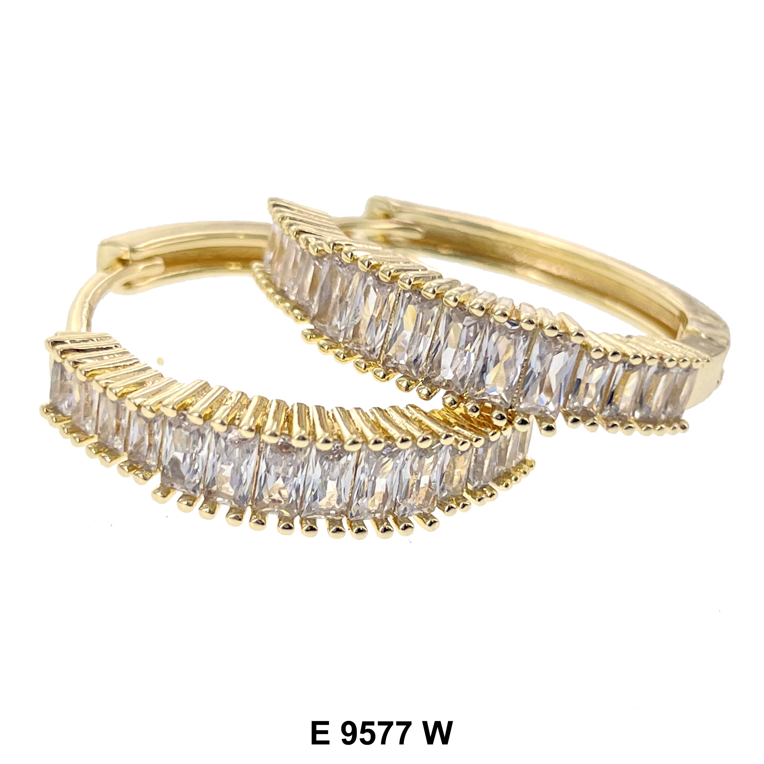 CZ Hoop Earrings E 9577 W