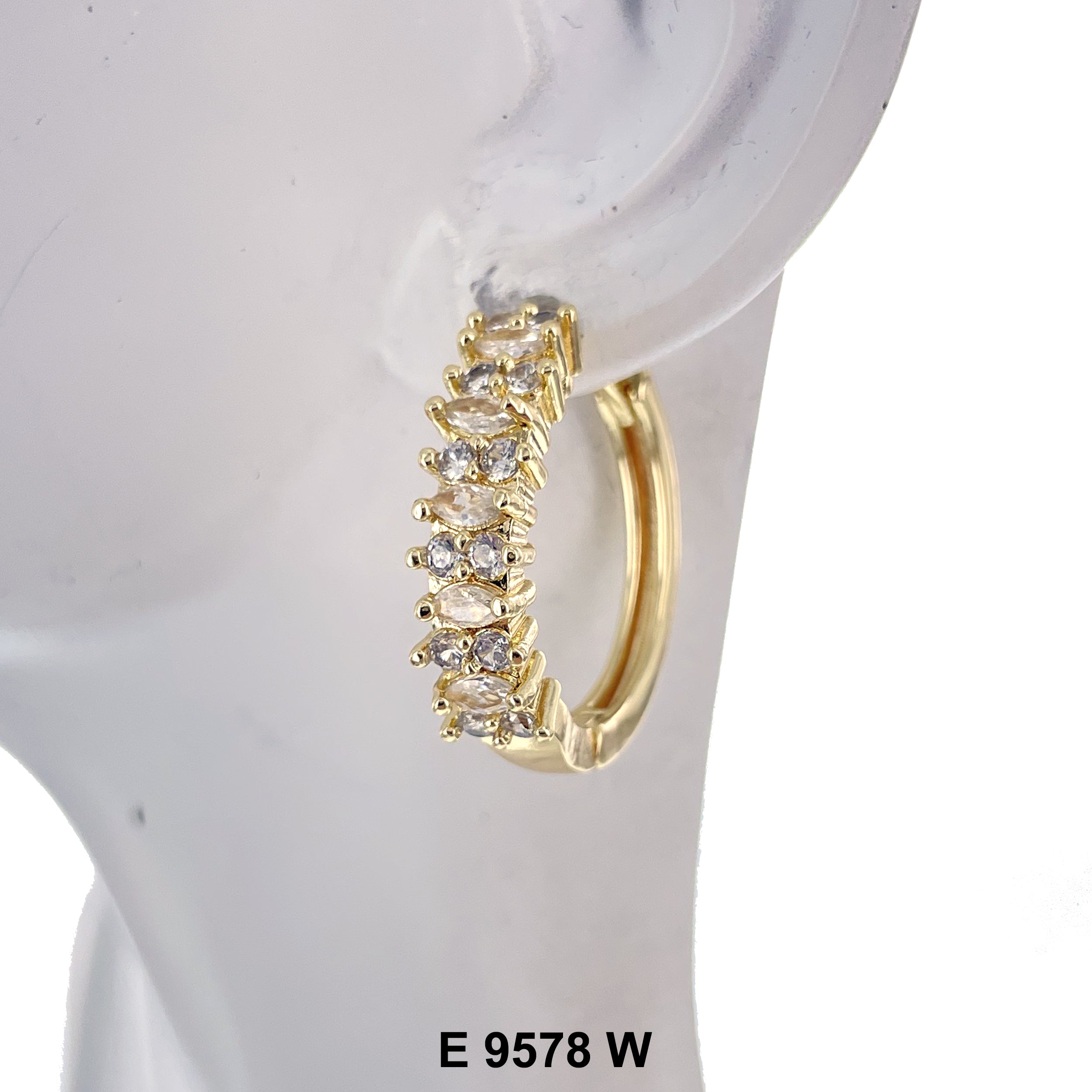 CZ Hoop Earrings E 9578 W