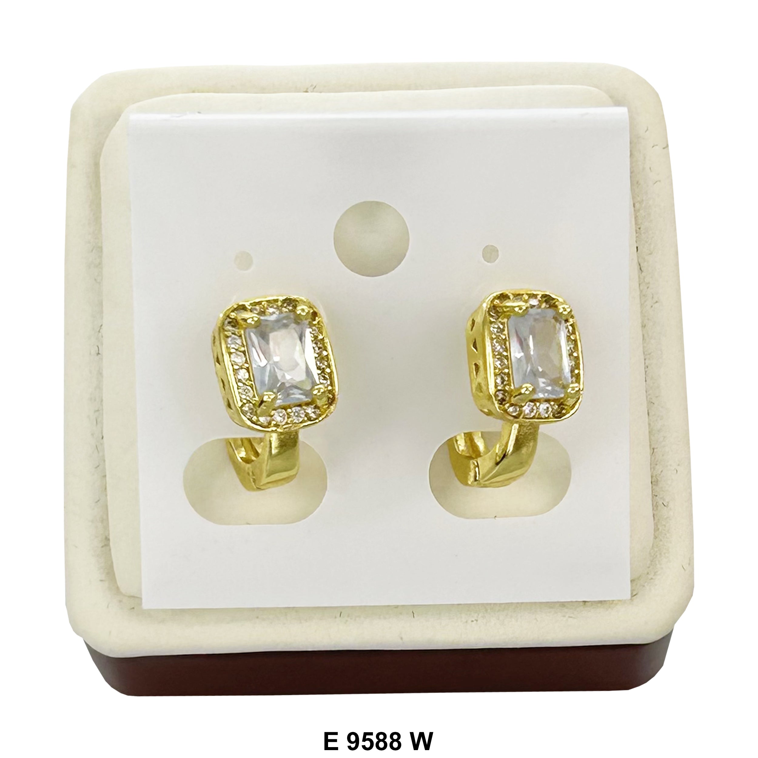 Square Stoned Huggies Earring E 9588 W