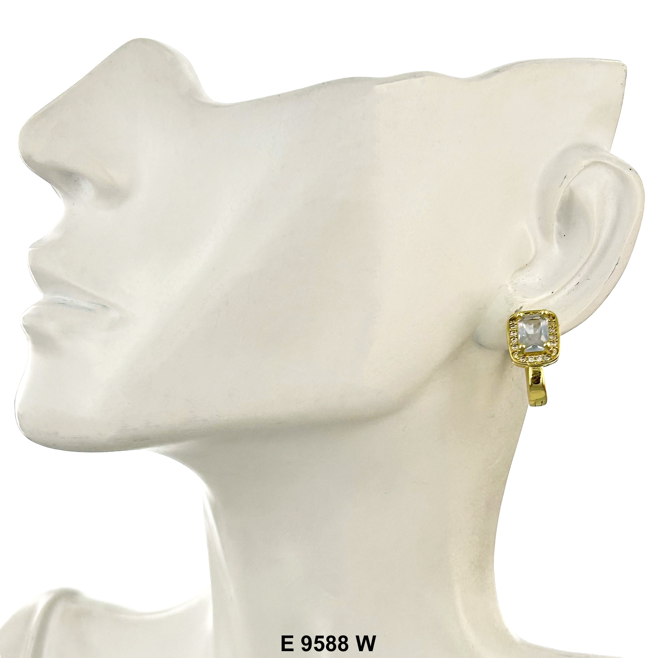 Square Stoned Huggies Earring E 9588 W